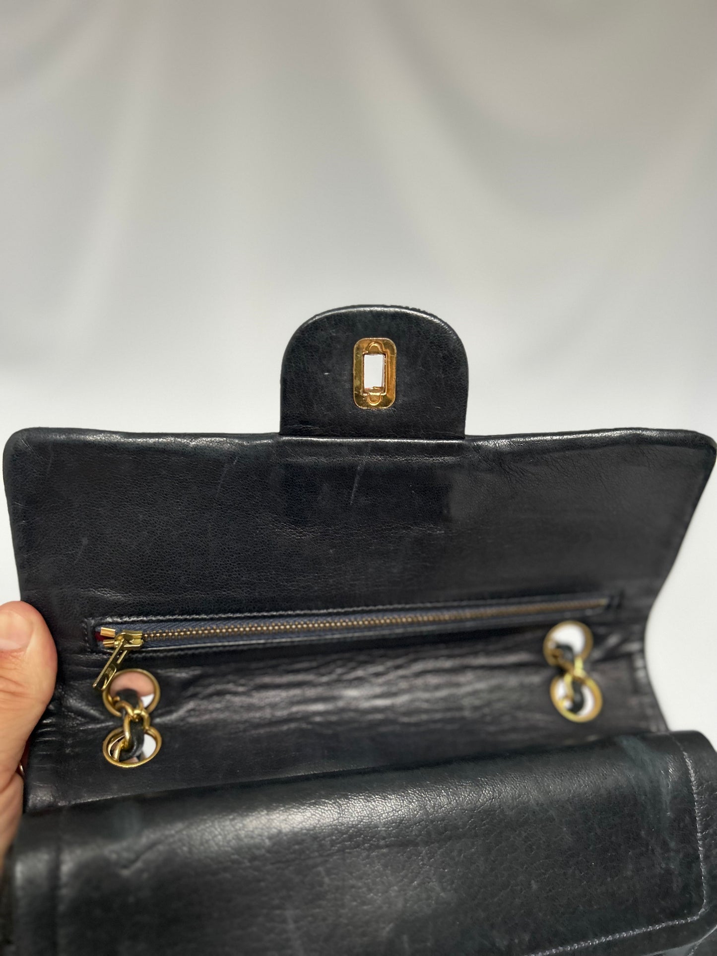 Black Small Vintage Lambskin Chanel Classic Flap