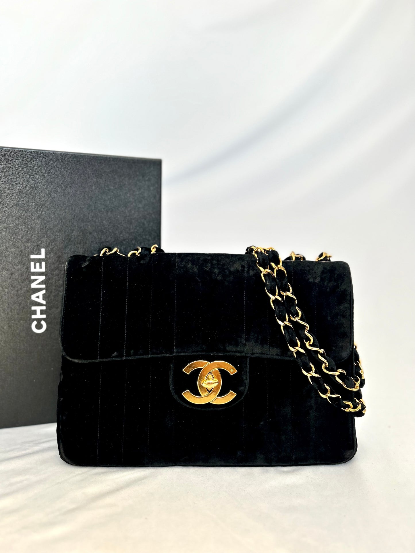 Chanel Velvet Velour Classic Jumbo 1994-1996