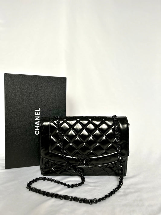 Chanel So-Black Medium Diana Patent Flap Bag