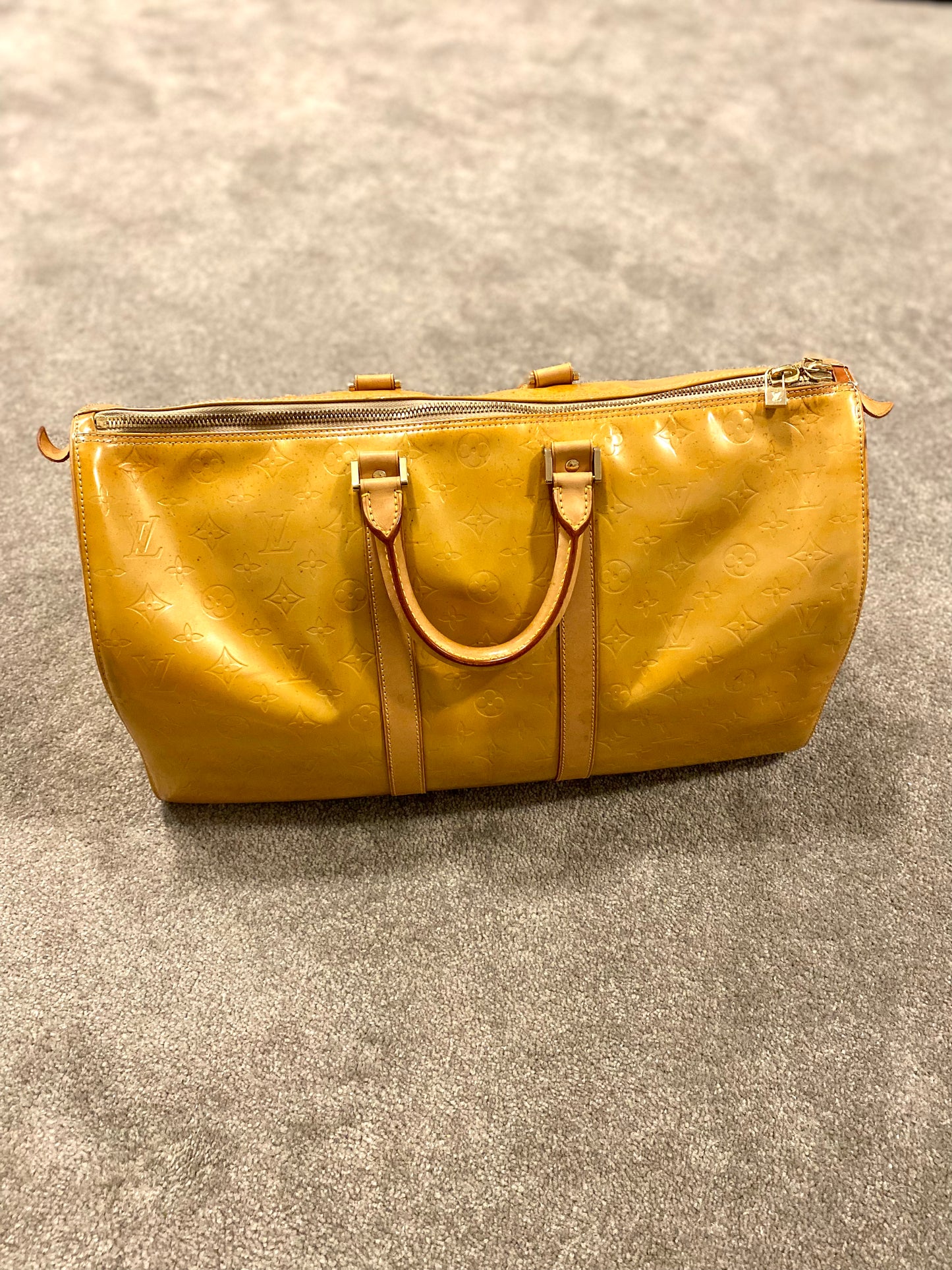 Louis Vuitton Yellow Vernis Keepall 45