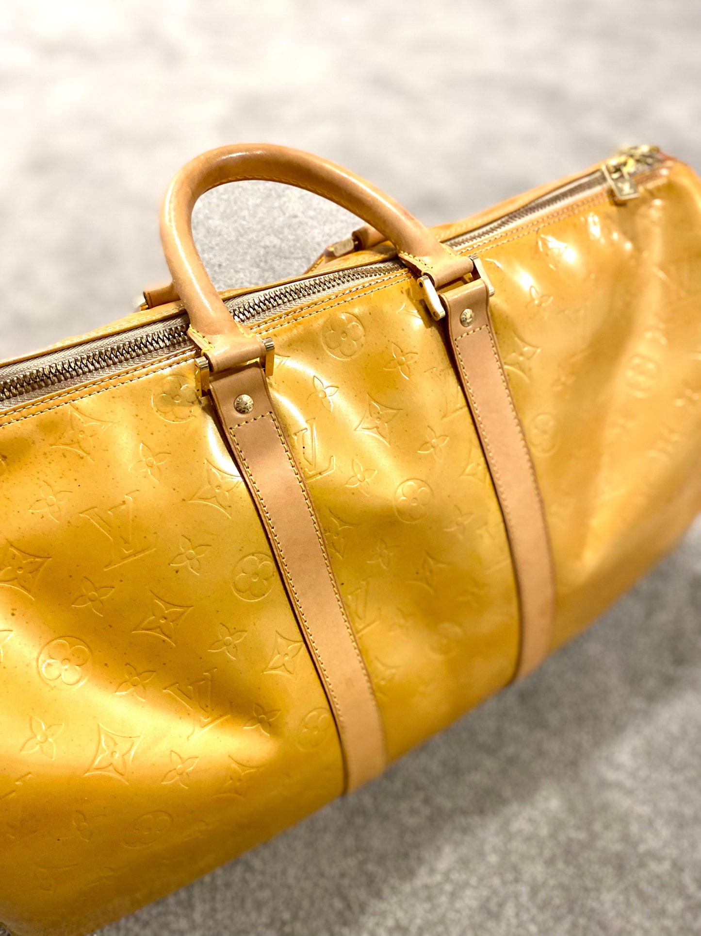 Louis Vuitton Yellow Vernis Keepall 45