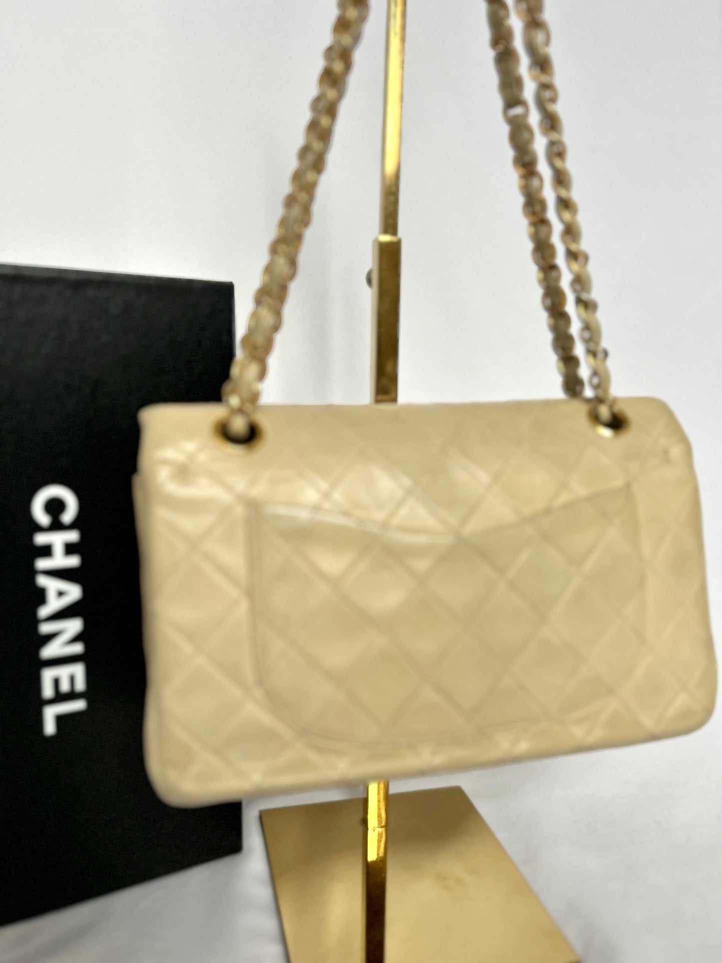 Beige Chanel Vintage Lambskin Medium Classic Flap