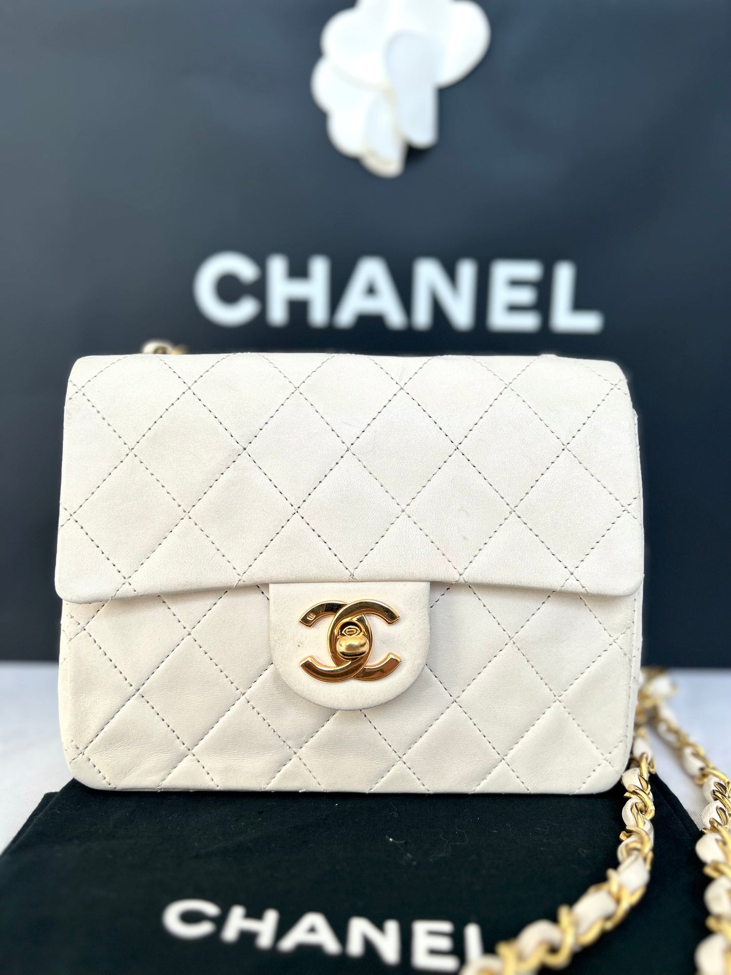 Chanel White Mini Square Flap Bag