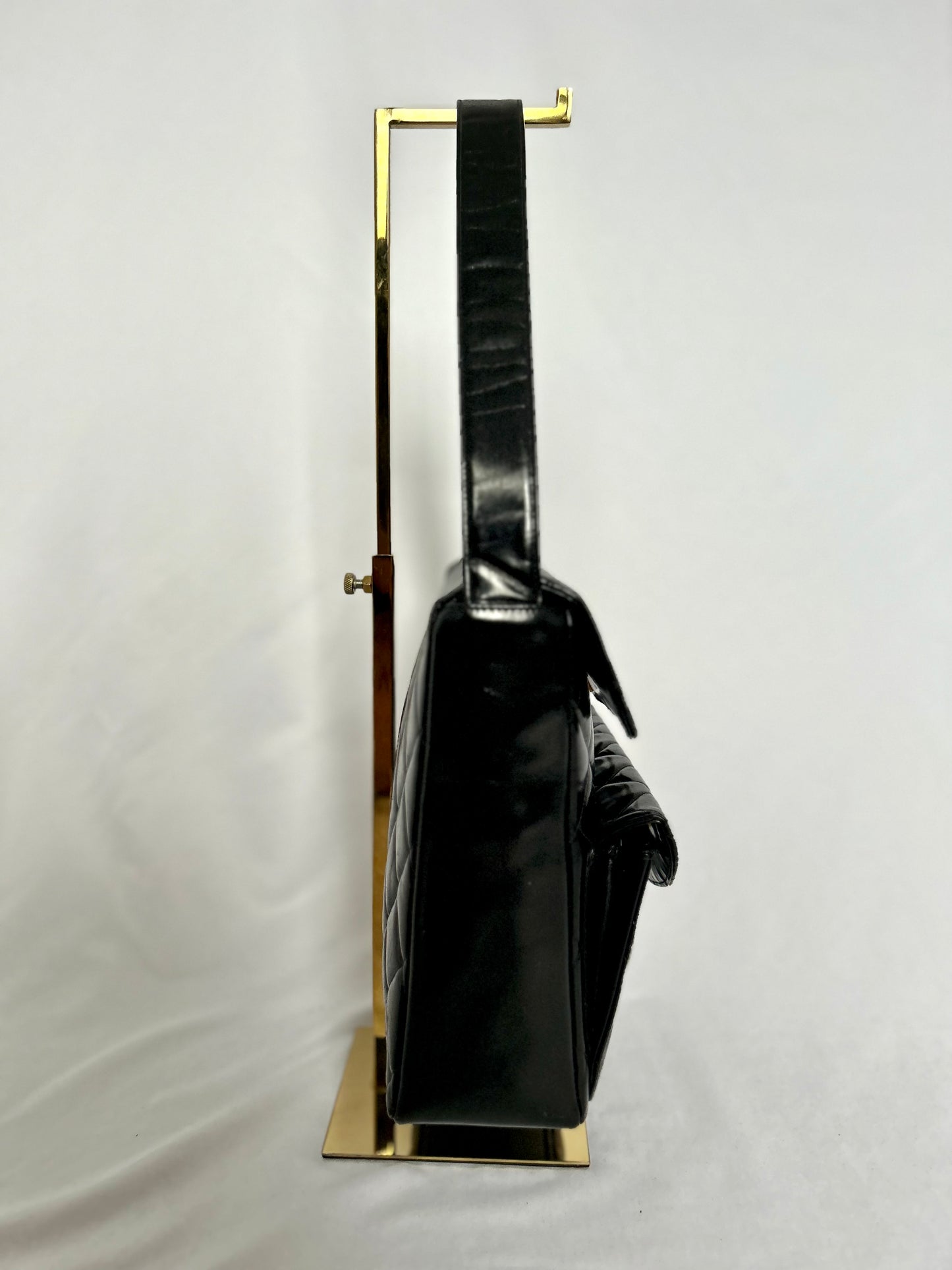 Chanel Double Turnlock Patent Leather Shoulder Bag