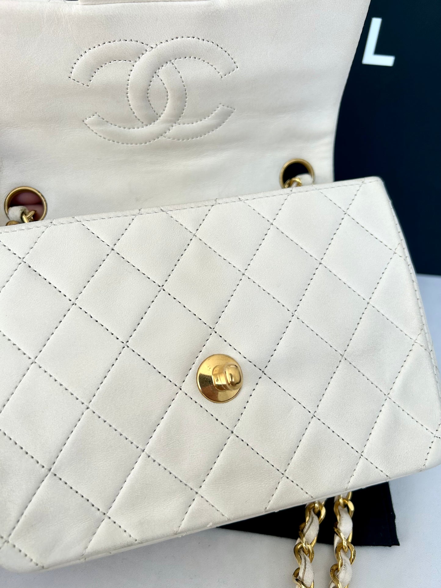 Chanel White Mini Square Flap Bag