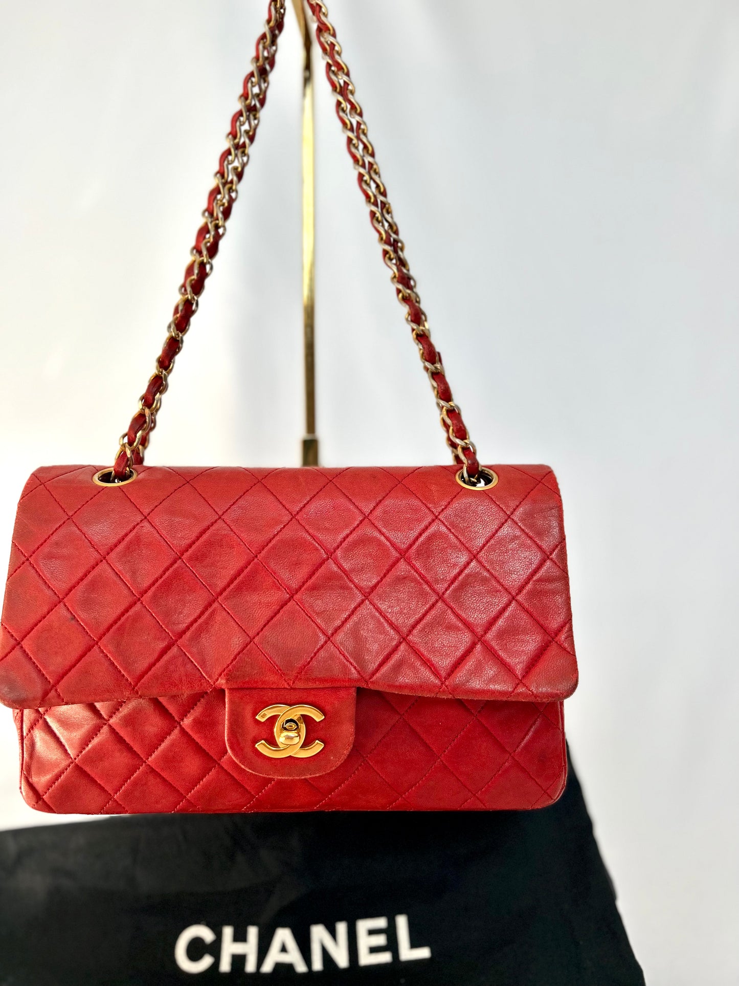 Red Chanel Vintage Lambskin Medium Classic Flap Bag