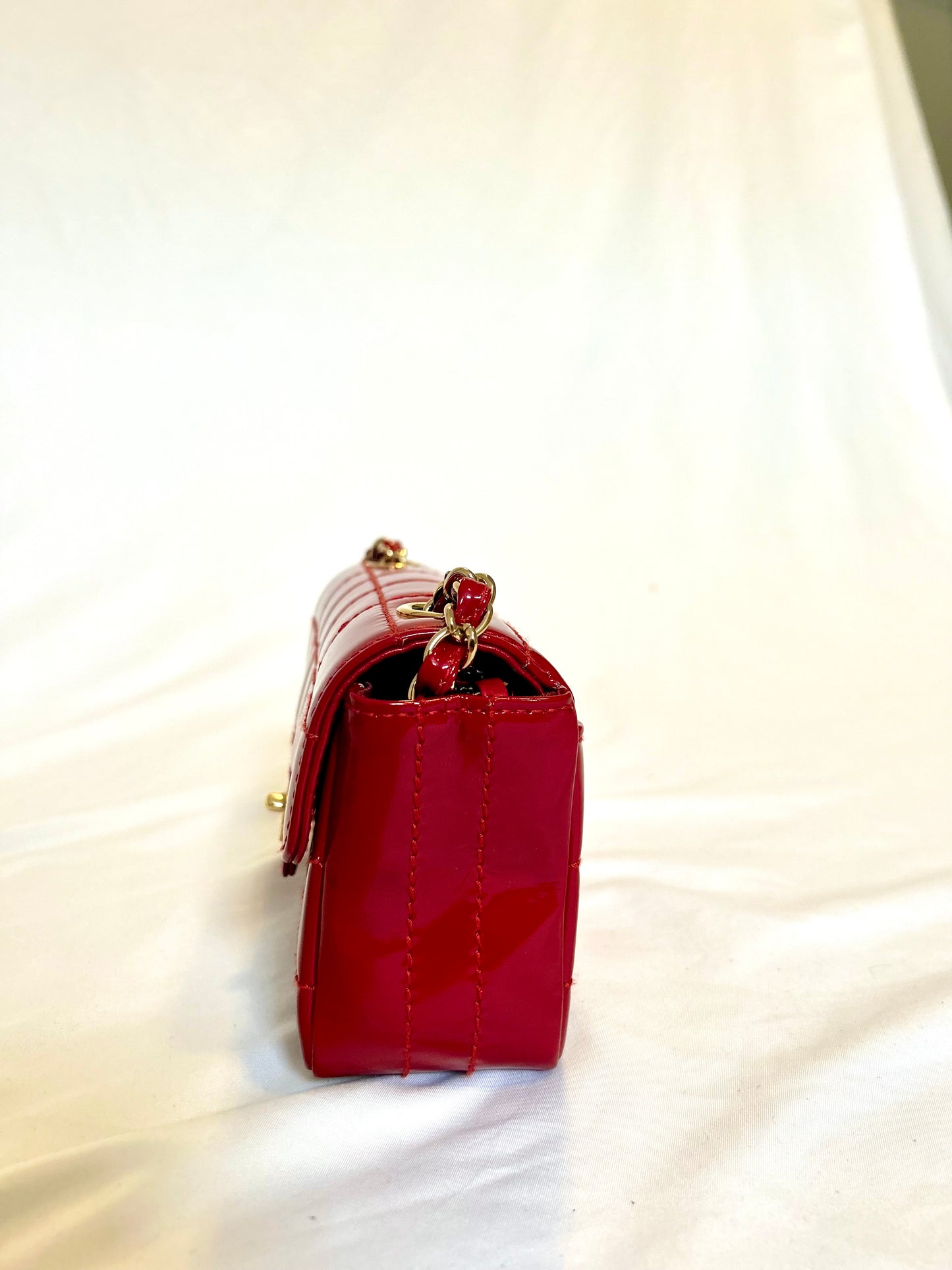 Chanel Red Small Chocolate Bar Flap Bag