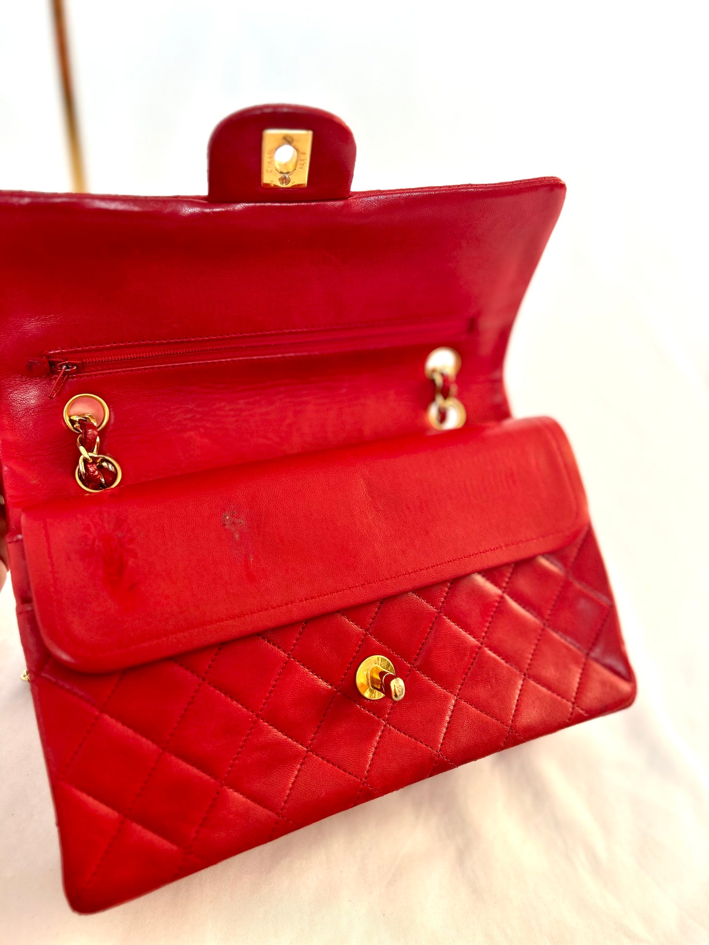 Red Chanel Classic Flap
