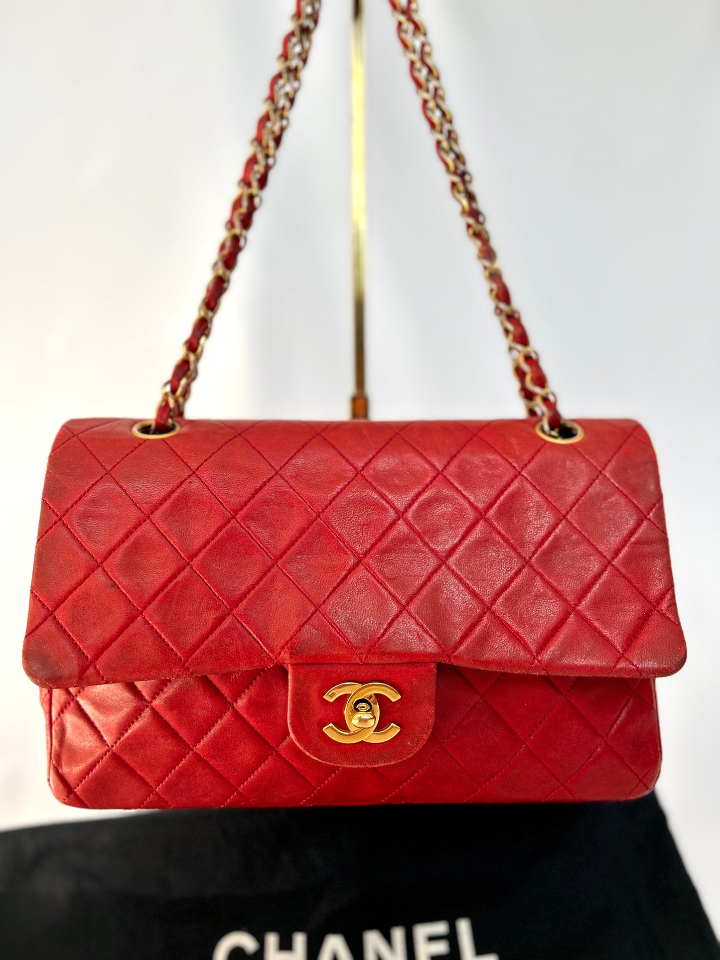 Red Chanel Vintage Lambskin Medium Classic Flap Bag