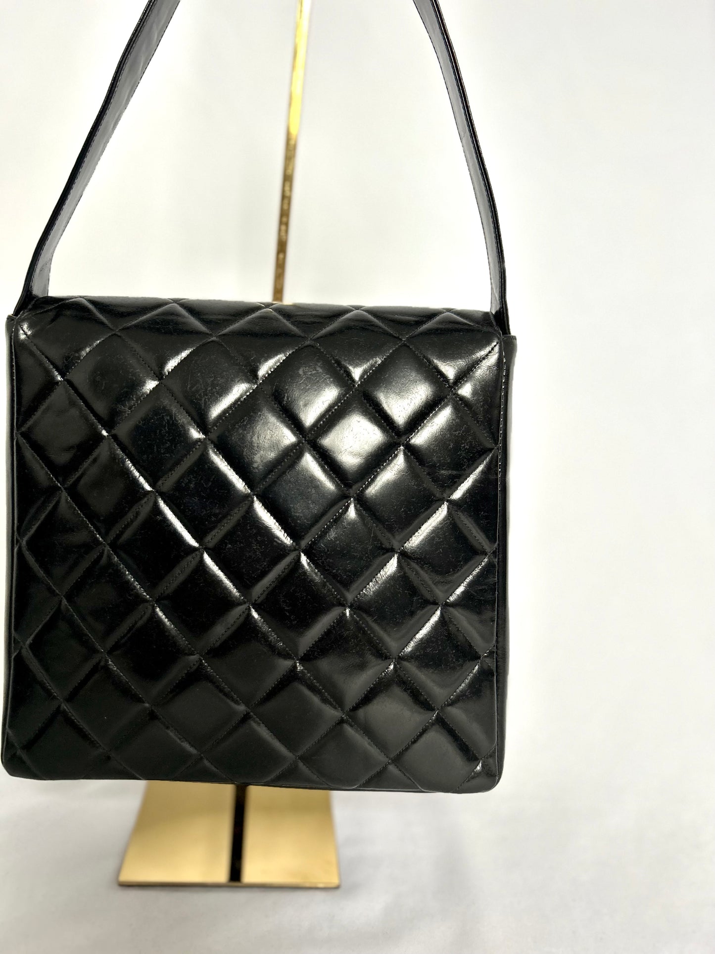 Chanel Double Turnlock Patent Leather Shoulder Bag