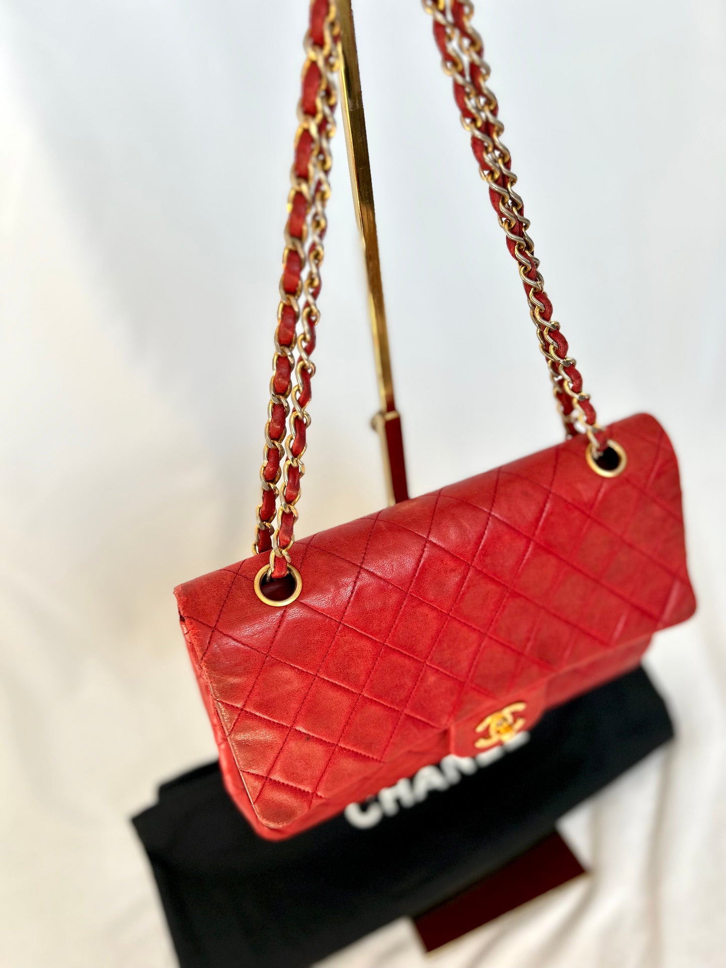 Red Chanel Vintage Lambskin Medium Classic Flap Bag