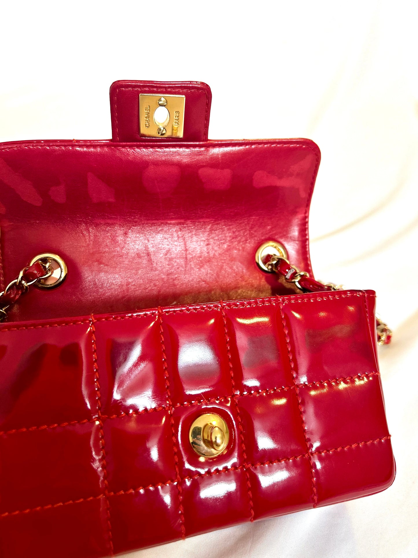 Chanel Red Small Chocolate Bar Flap Bag