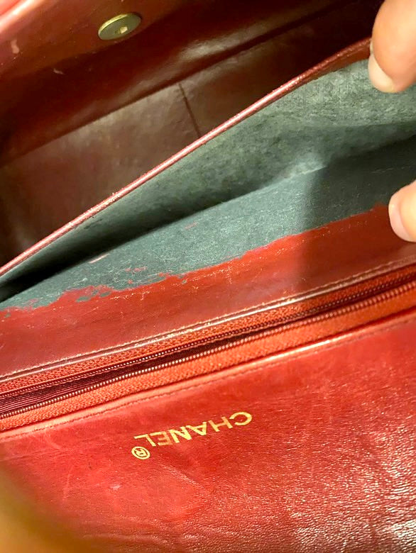 Red Chanel Vintage Lambskin Maxi Flap Bag Purse