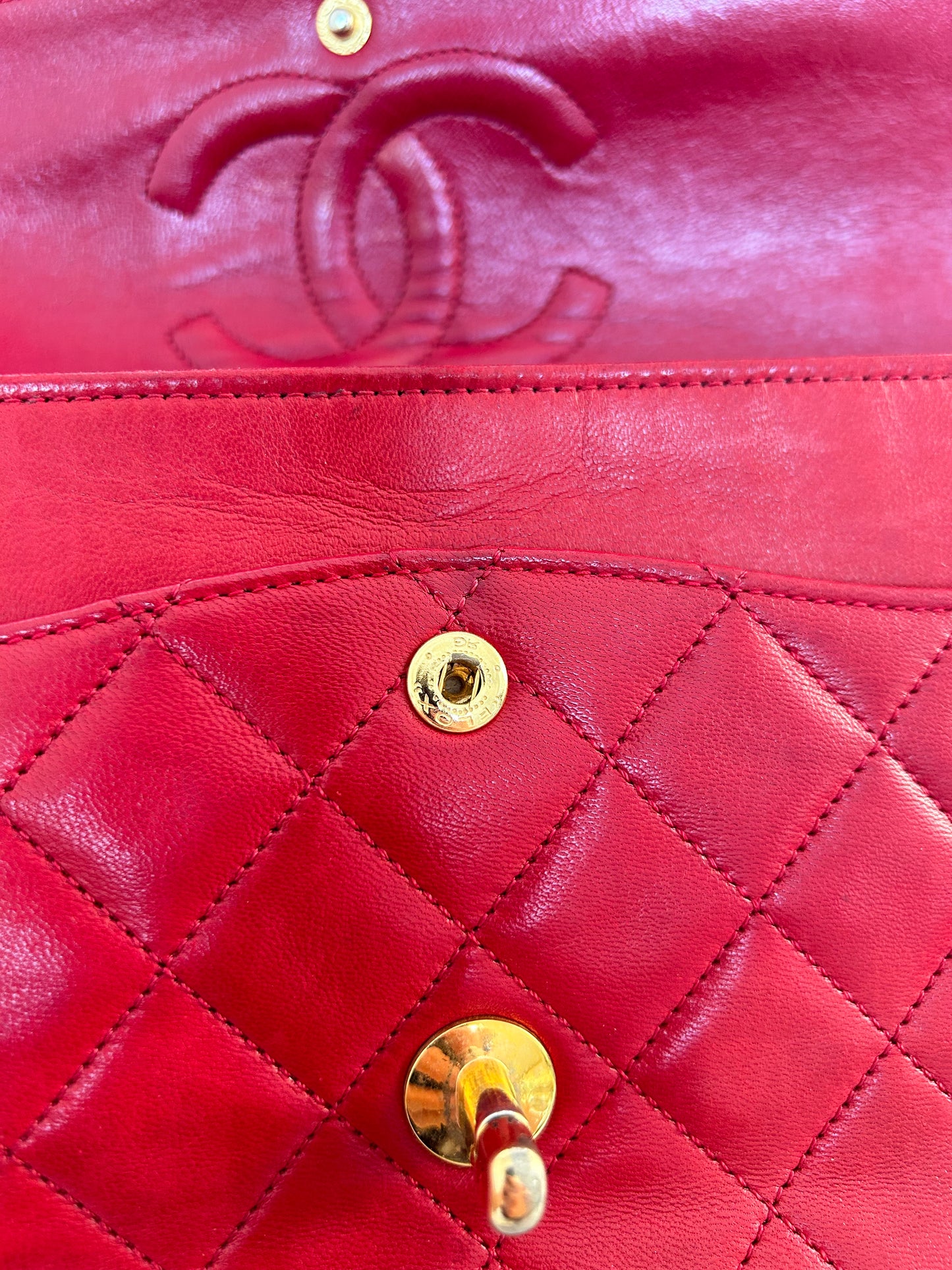 Red Chanel Classic Flap