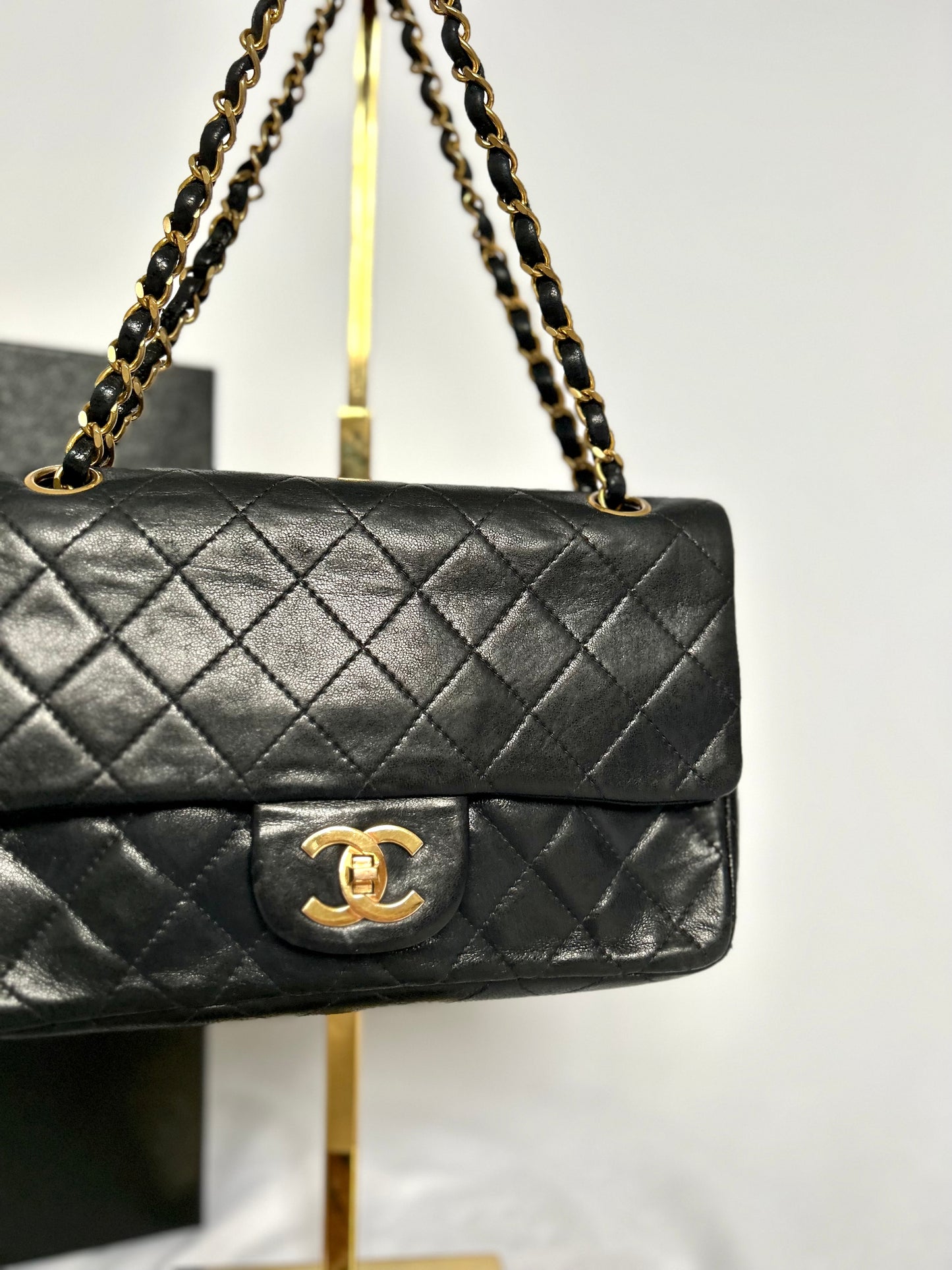 Black Small Vintage Lambskin Chanel Classic Flap