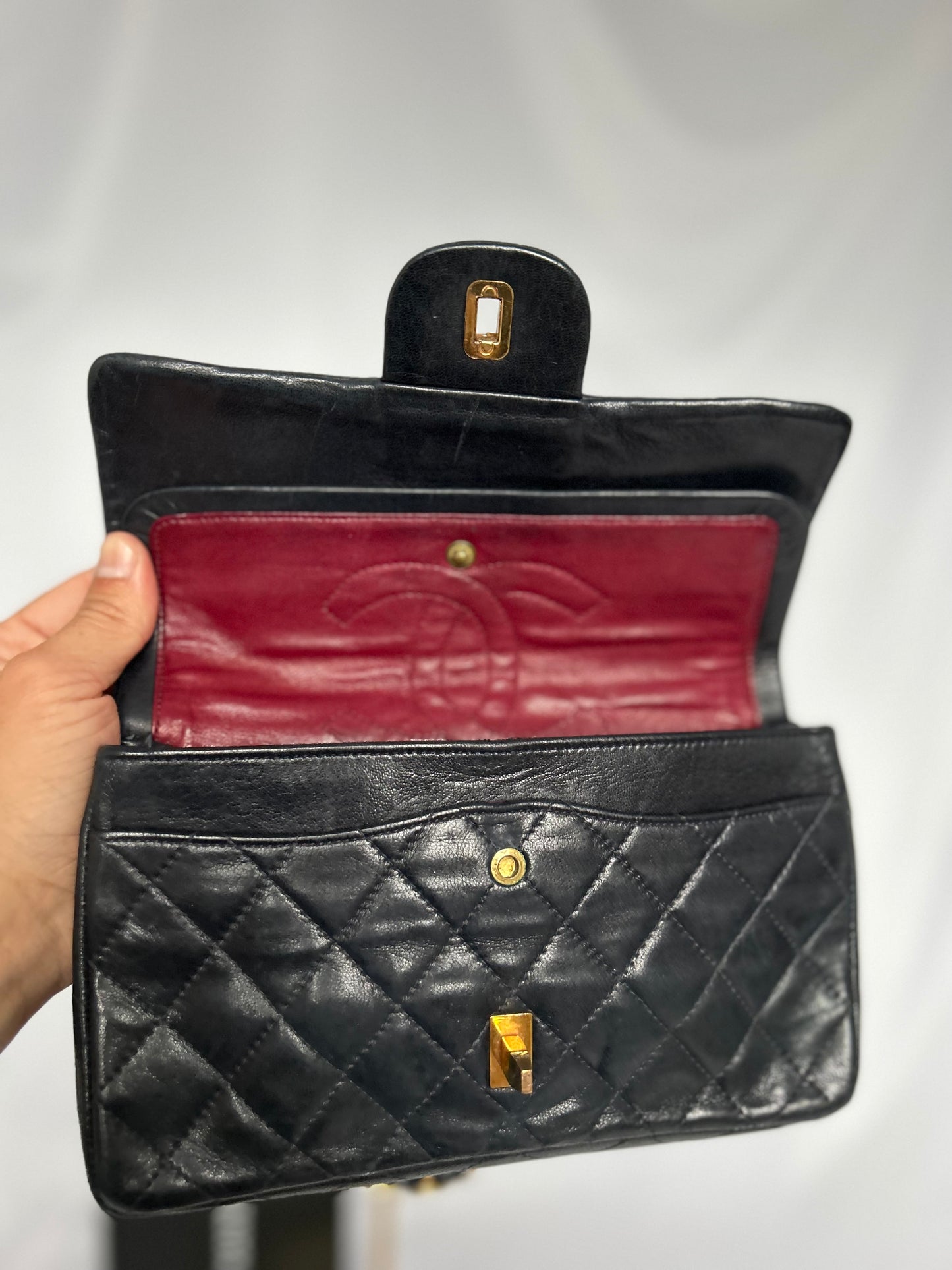 Black Small Vintage Lambskin Chanel Classic Flap