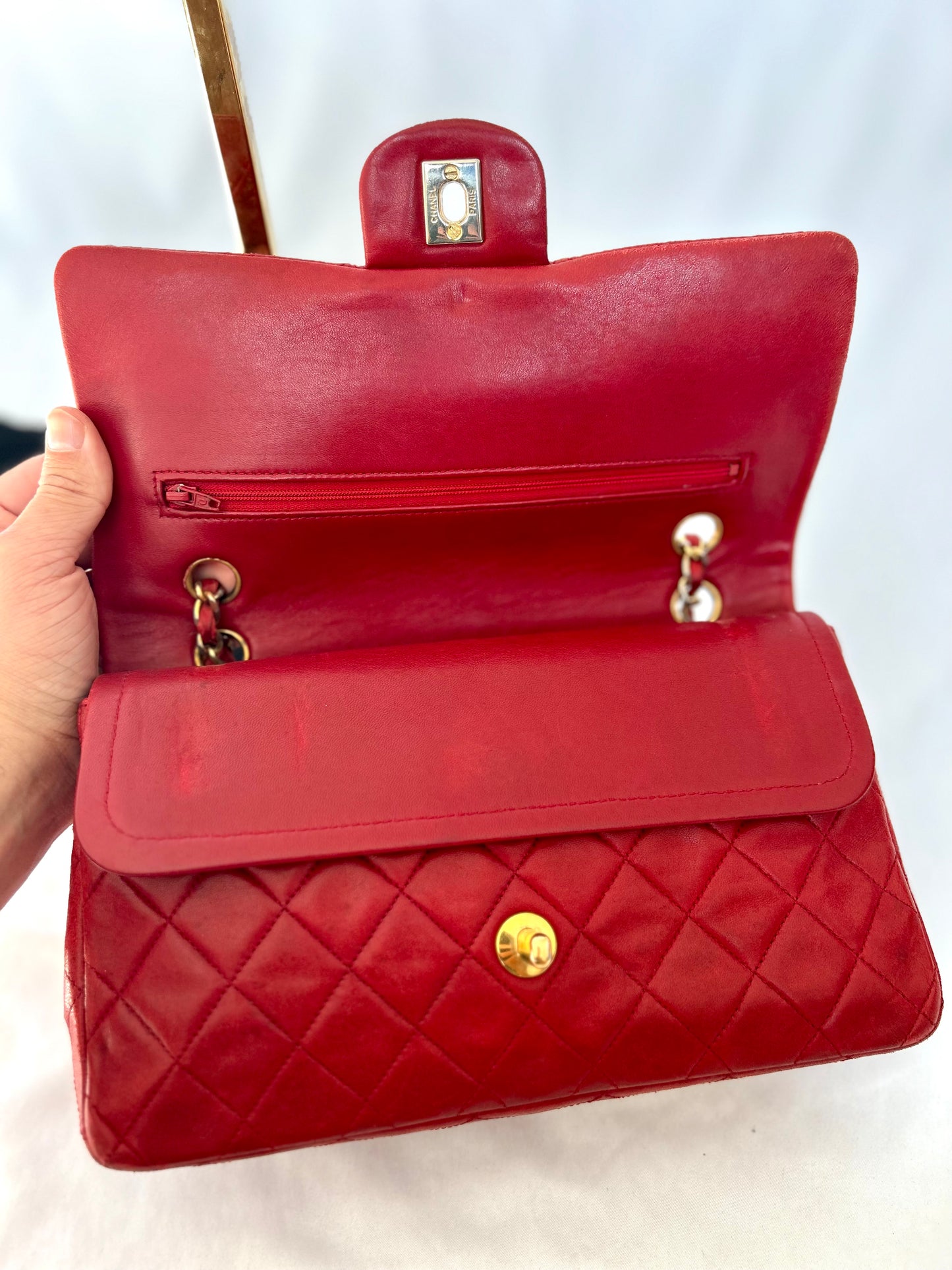 Red Chanel Vintage Lambskin Medium Classic Flap Bag