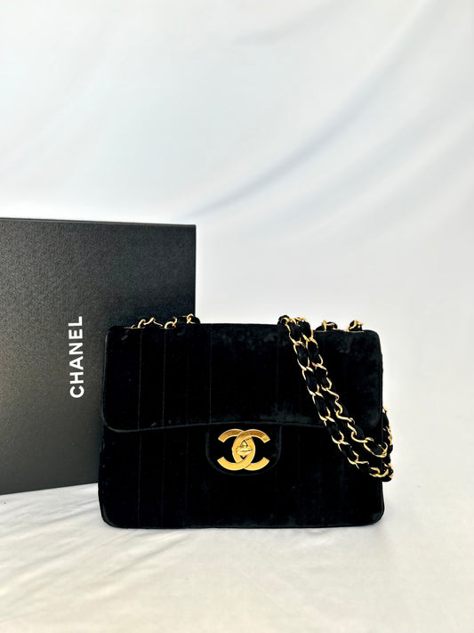Chanel Velvet Velour Classic Jumbo 1994-1996
