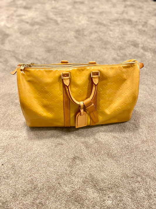Louis Vuitton Yellow Vernis Keepall 45