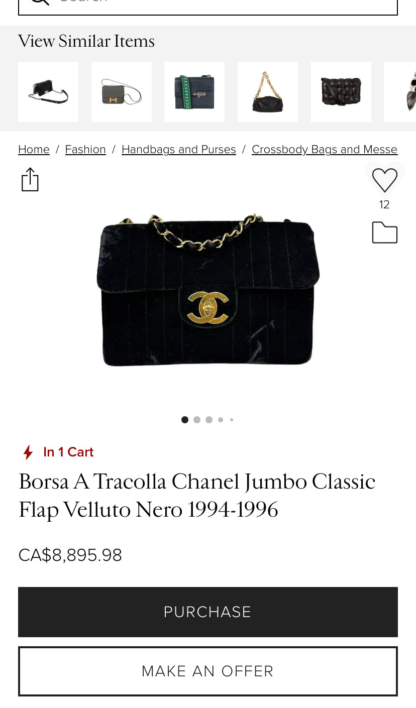 Chanel Velvet Velour Classic Jumbo 1994-1996