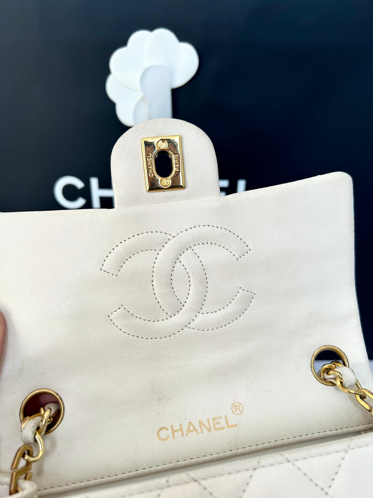 Chanel White Mini Square Flap Bag