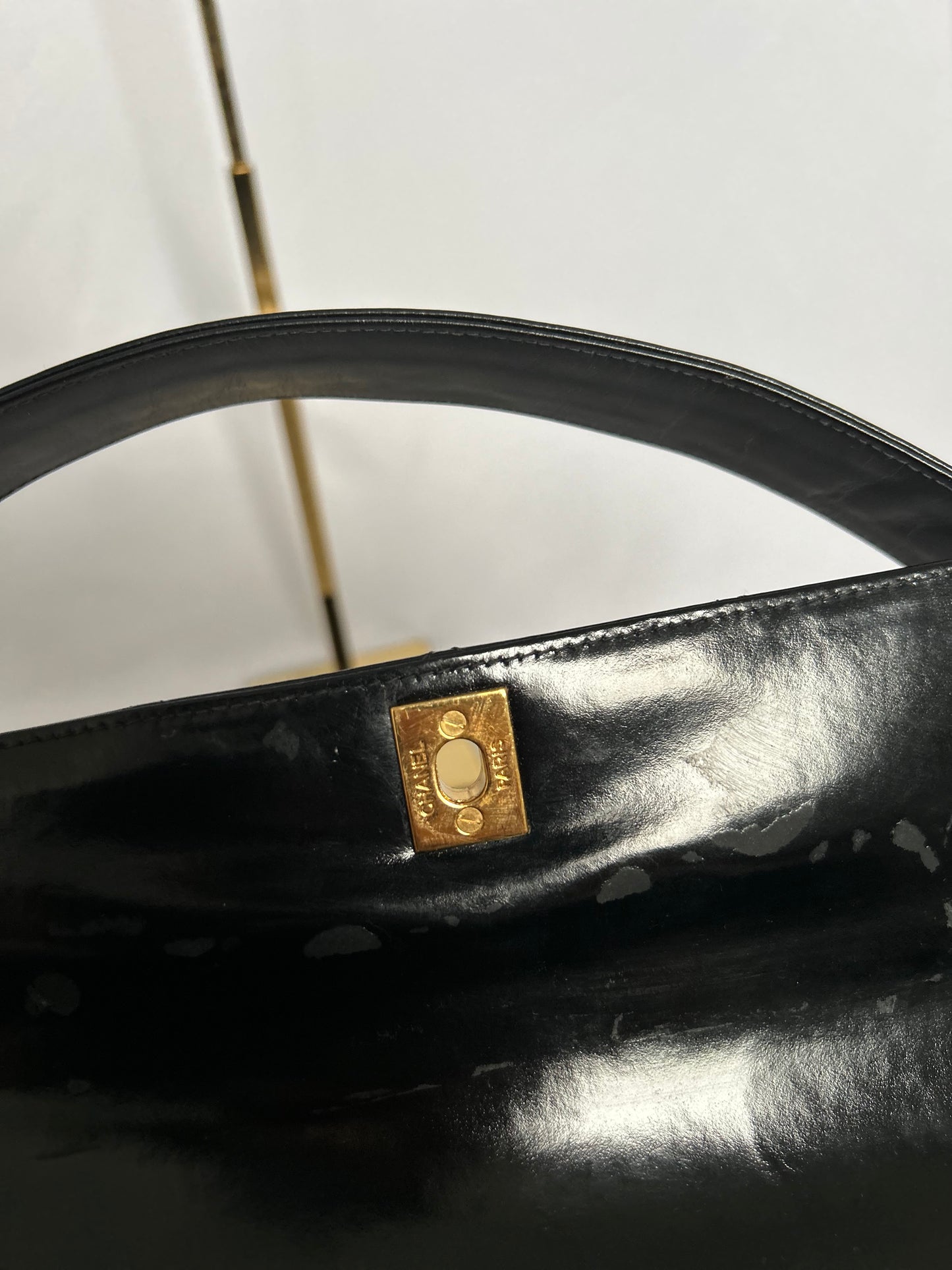 Chanel Double Turnlock Patent Leather Shoulder Bag