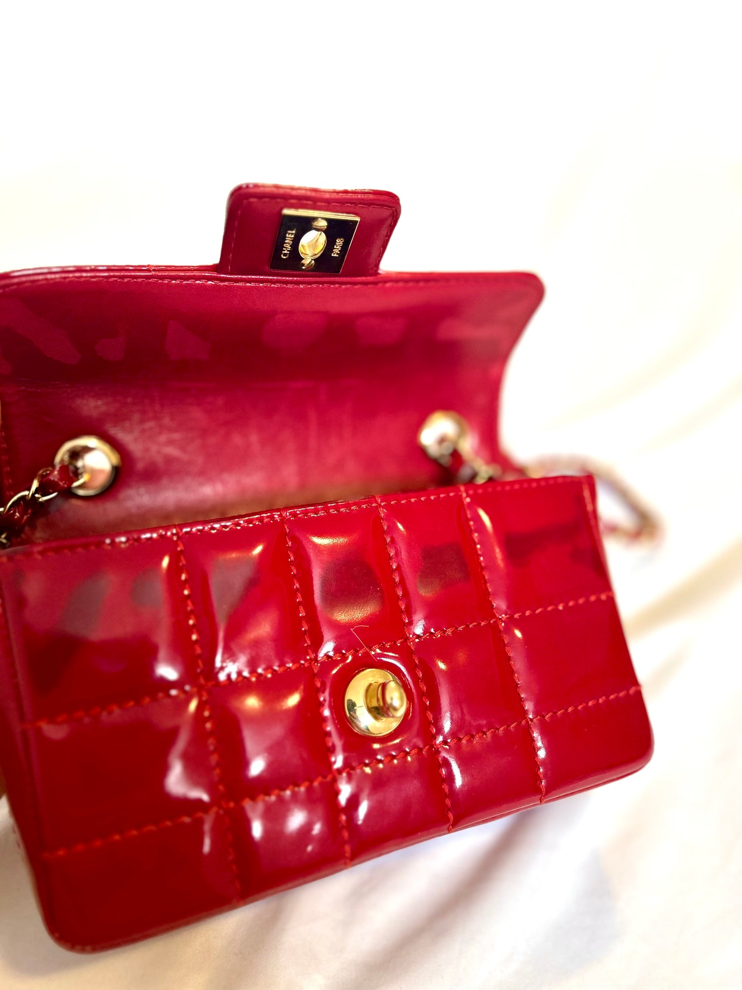 Chanel Red Small Chocolate Bar Flap Bag