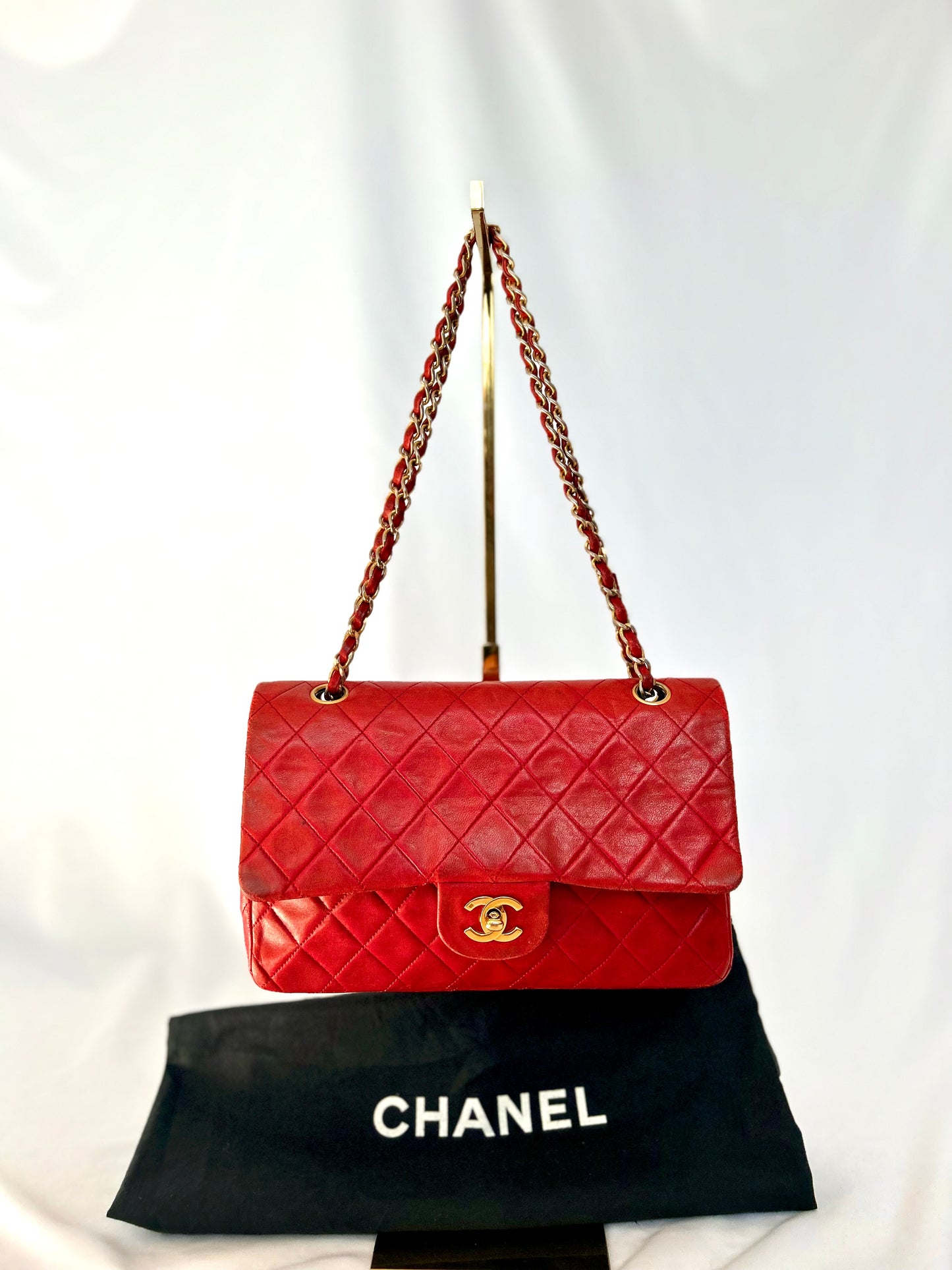 Red Chanel Vintage Lambskin Medium Classic Flap Bag