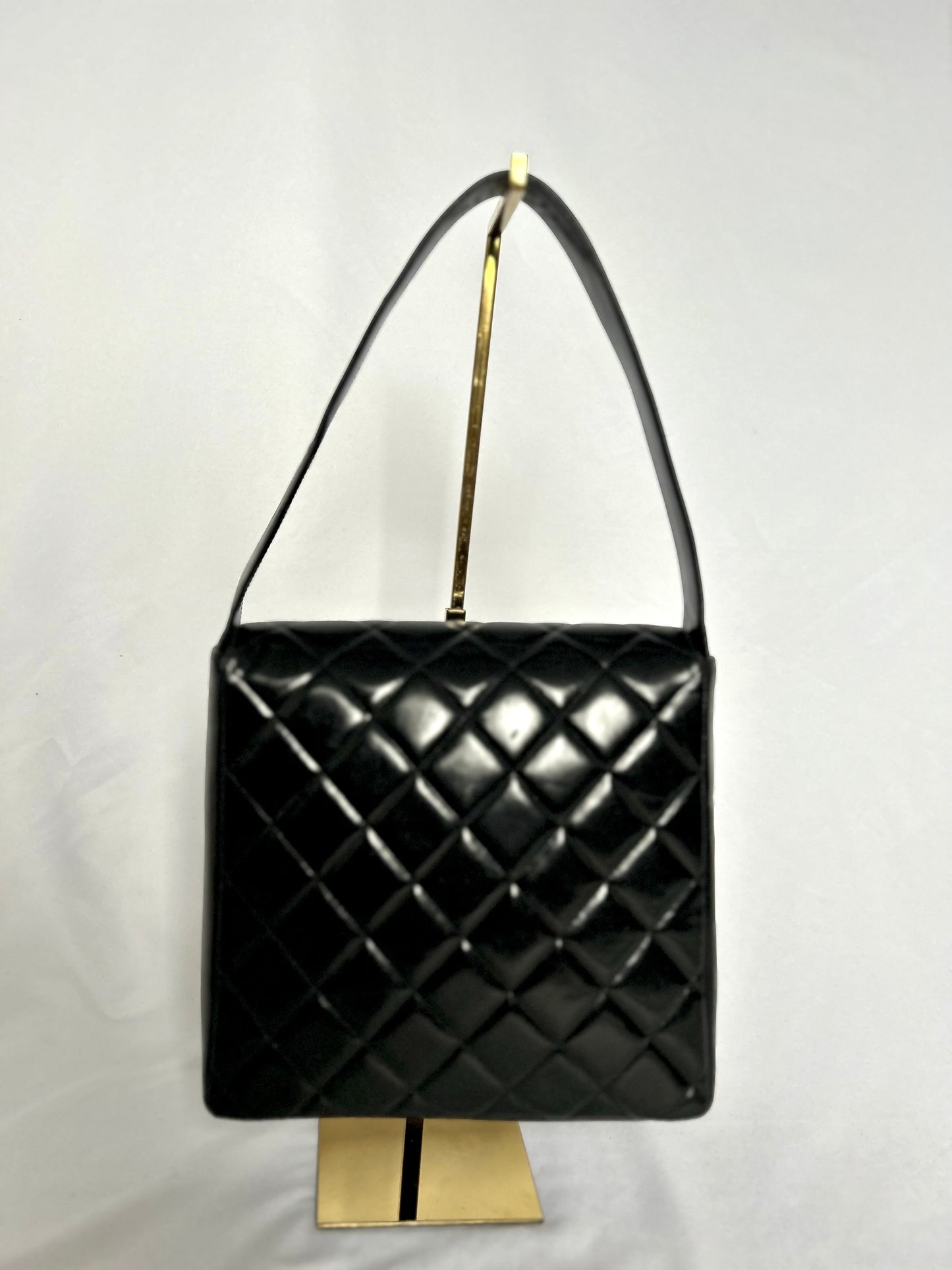 Chanel Double Turnlock Patent Leather Shoulder Bag