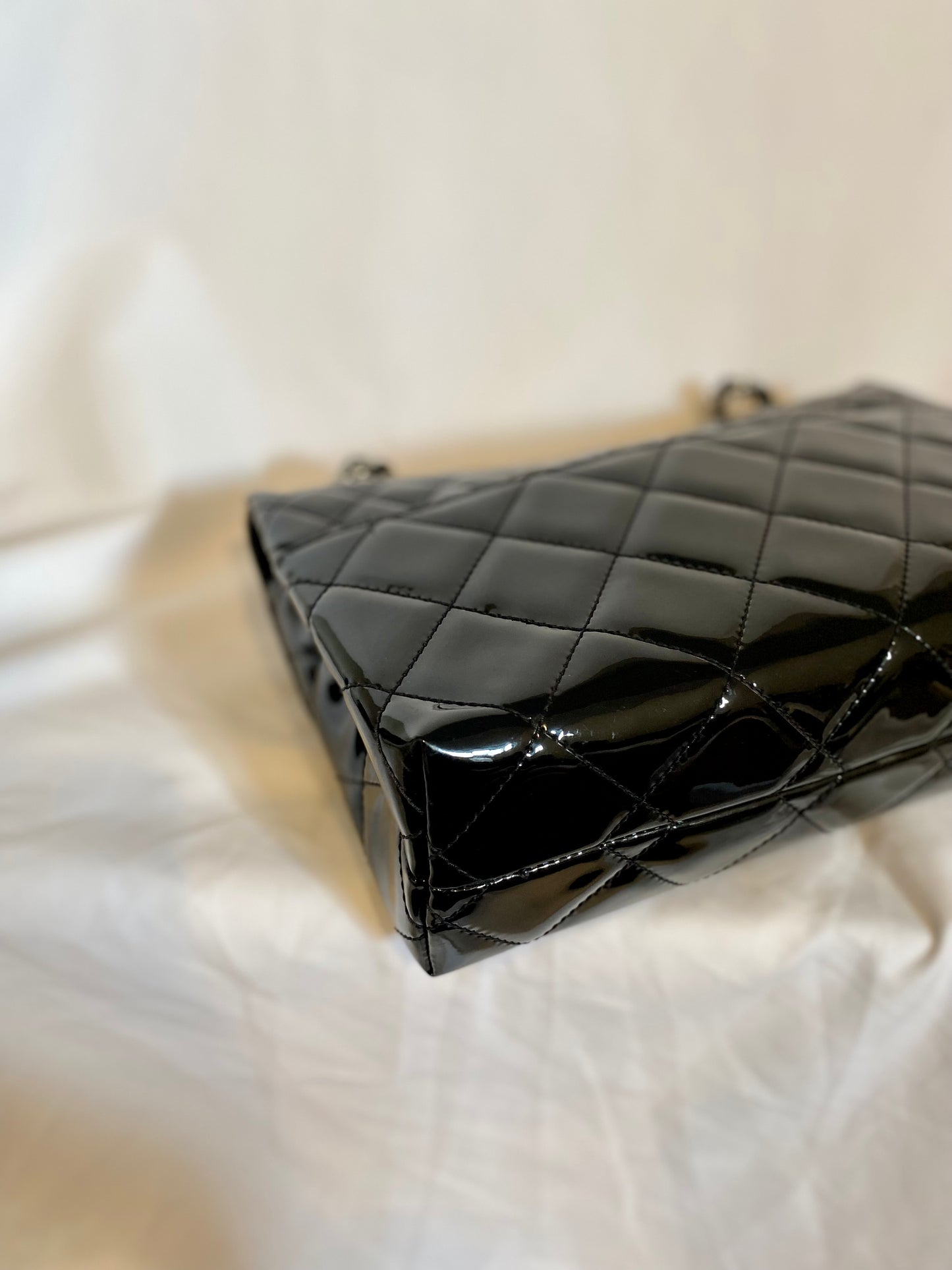 Chanel Maxi Patent Leather Silver Hardware