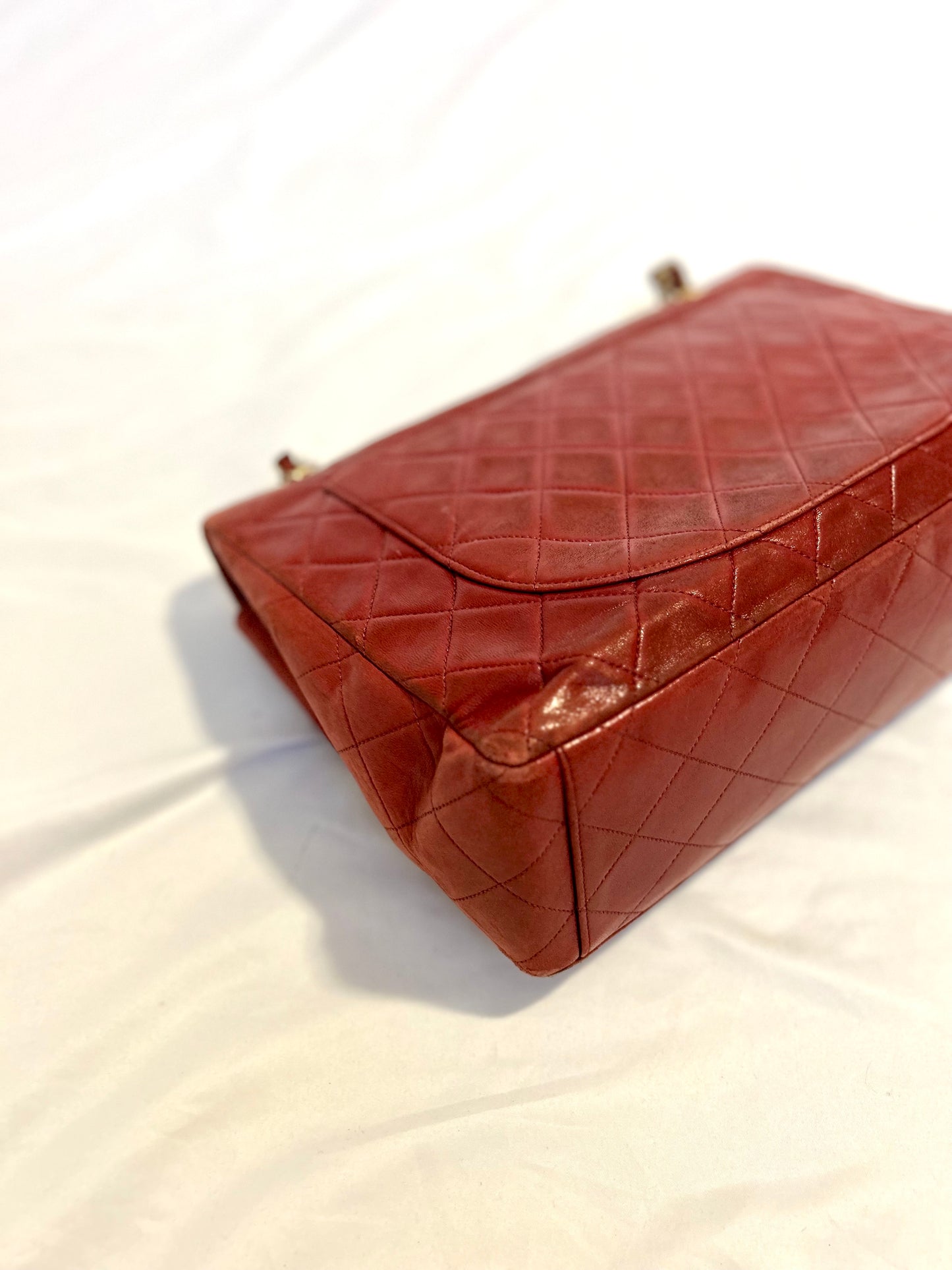 Red Chanel Vintage Lambskin Maxi Flap Bag Purse