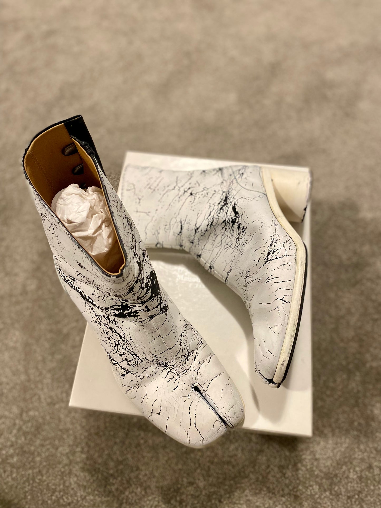 Maison Margiela White Painted Tabi Boots