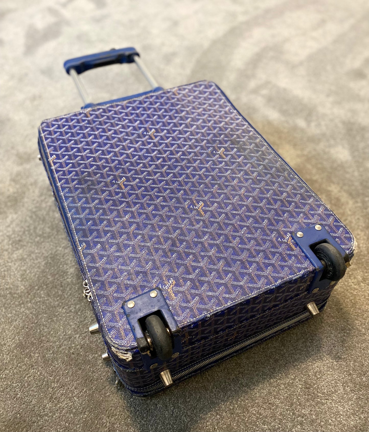 Blue Goyard Roller Suitcase