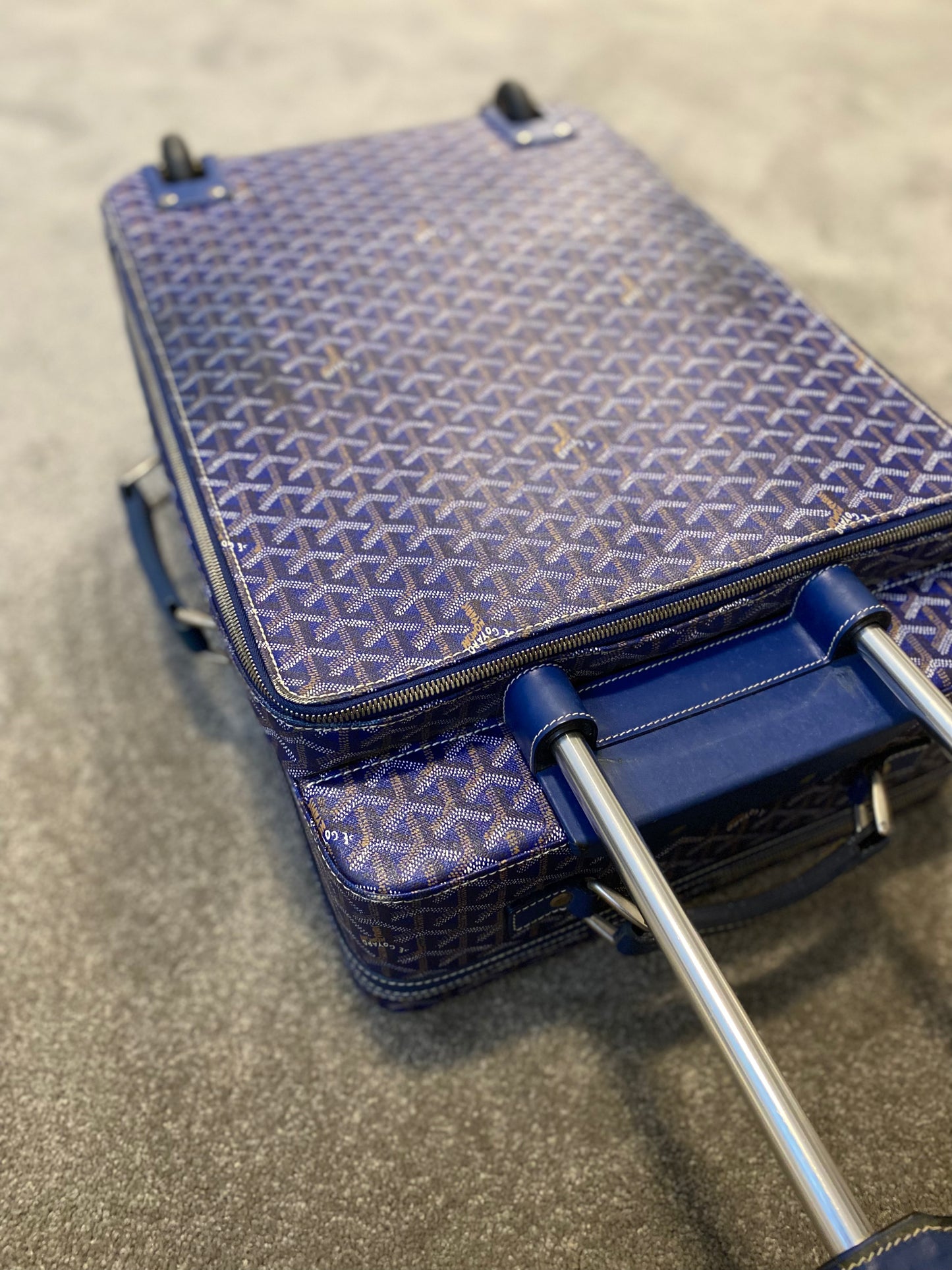 Blue Goyard Roller Suitcase