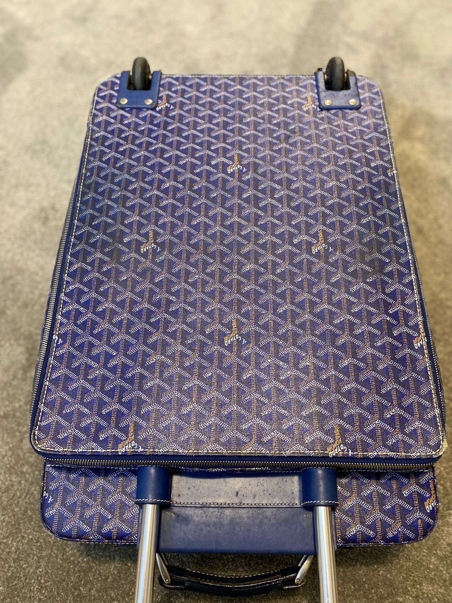 Blue Goyard Roller Suitcase