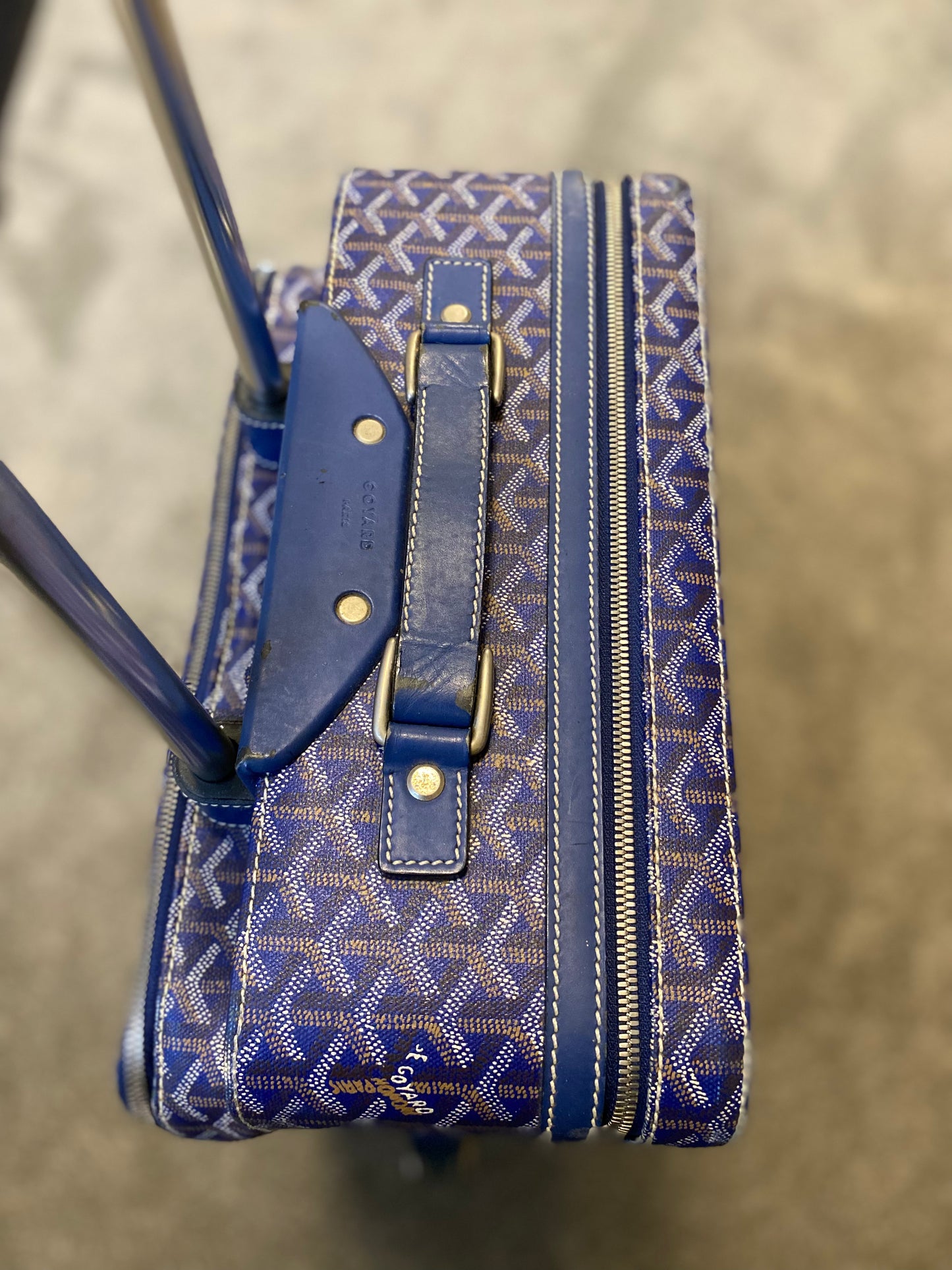 Blue Goyard Roller Suitcase