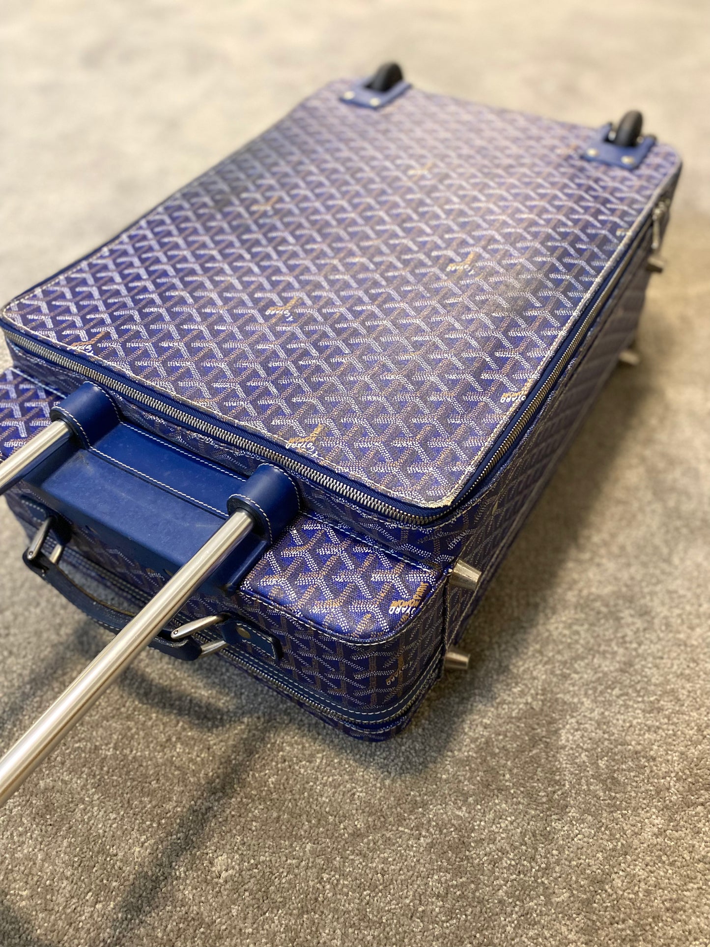 Blue Goyard Roller Suitcase