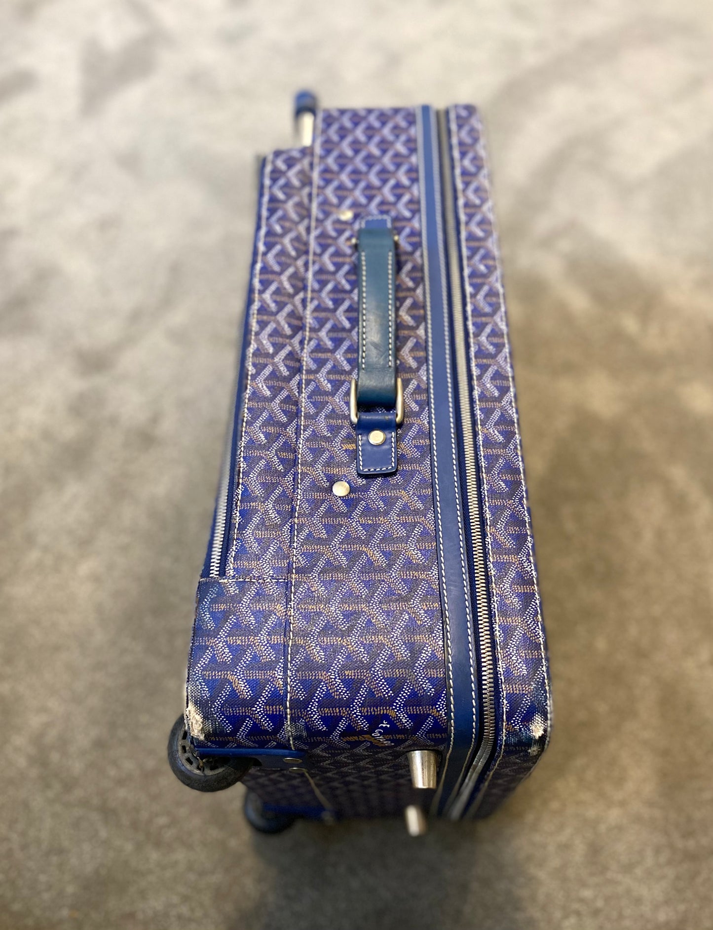 Blue Goyard Roller Suitcase