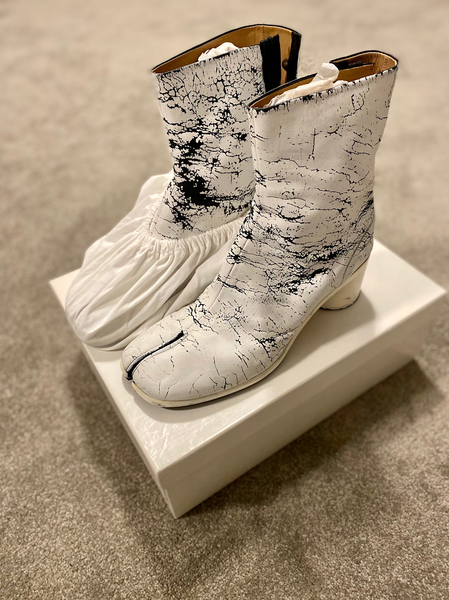 Maison Margiela White Painted Tabi Boots