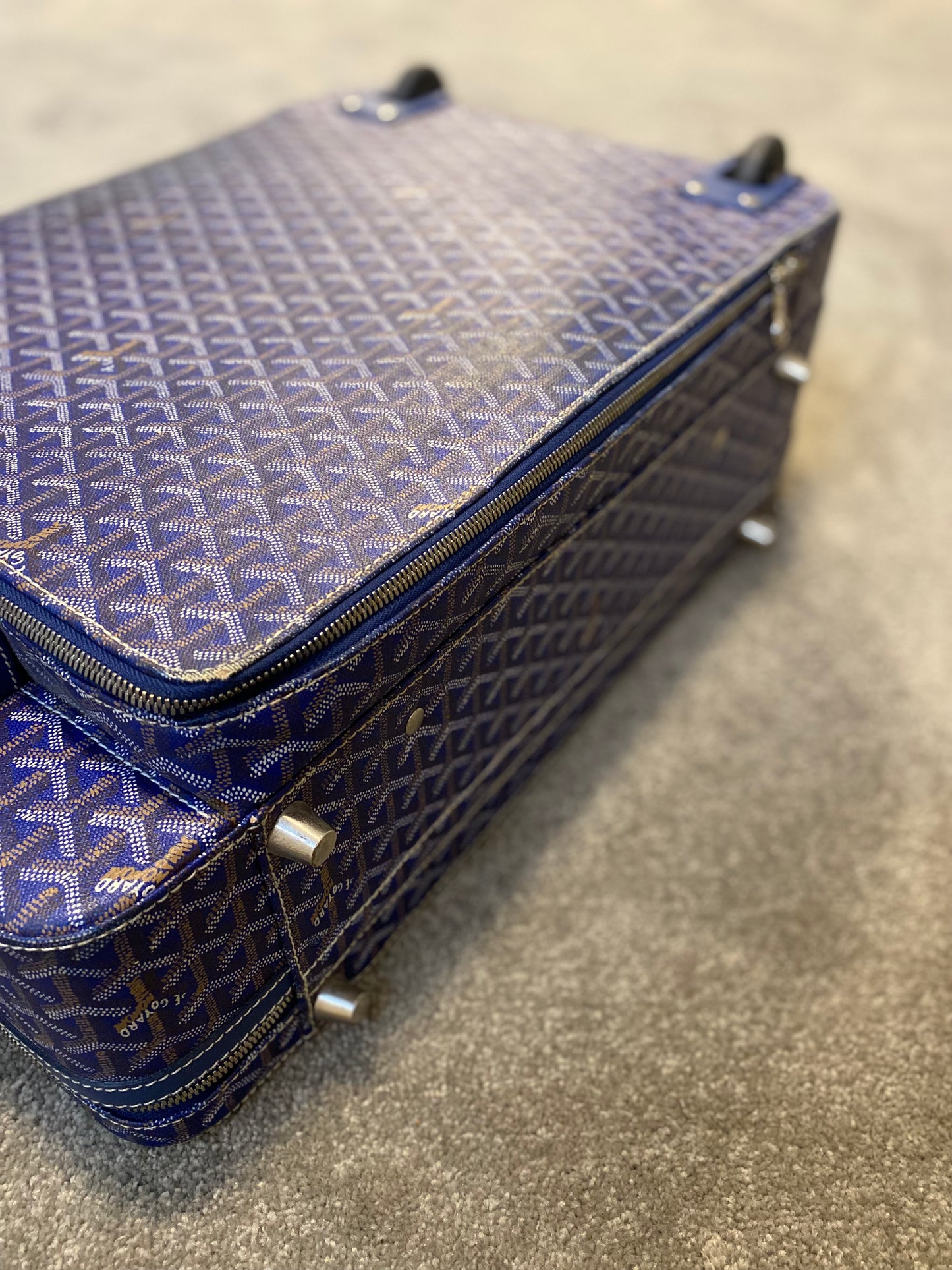 Blue Goyard Roller Suitcase