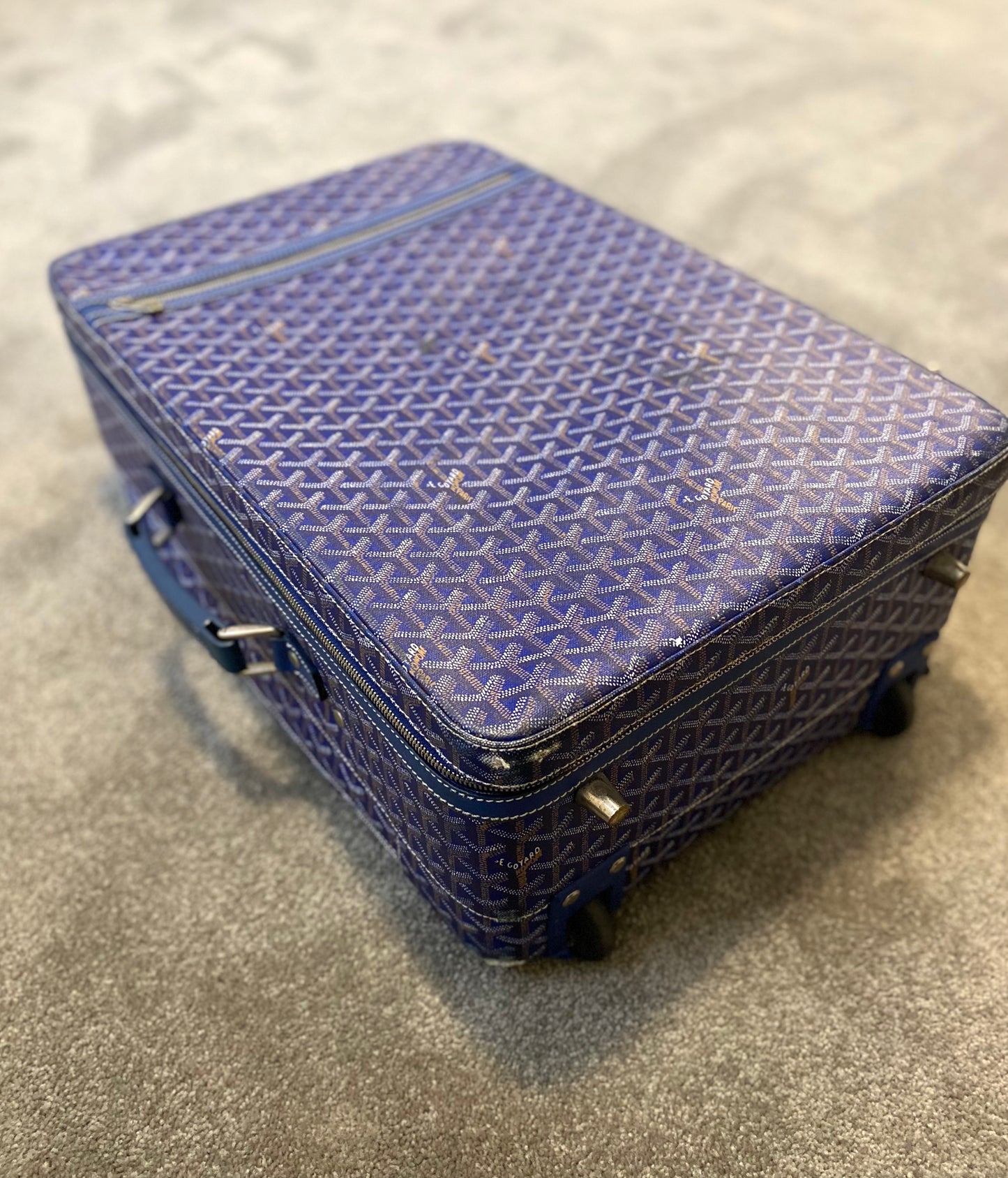 Blue Goyard Roller Suitcase