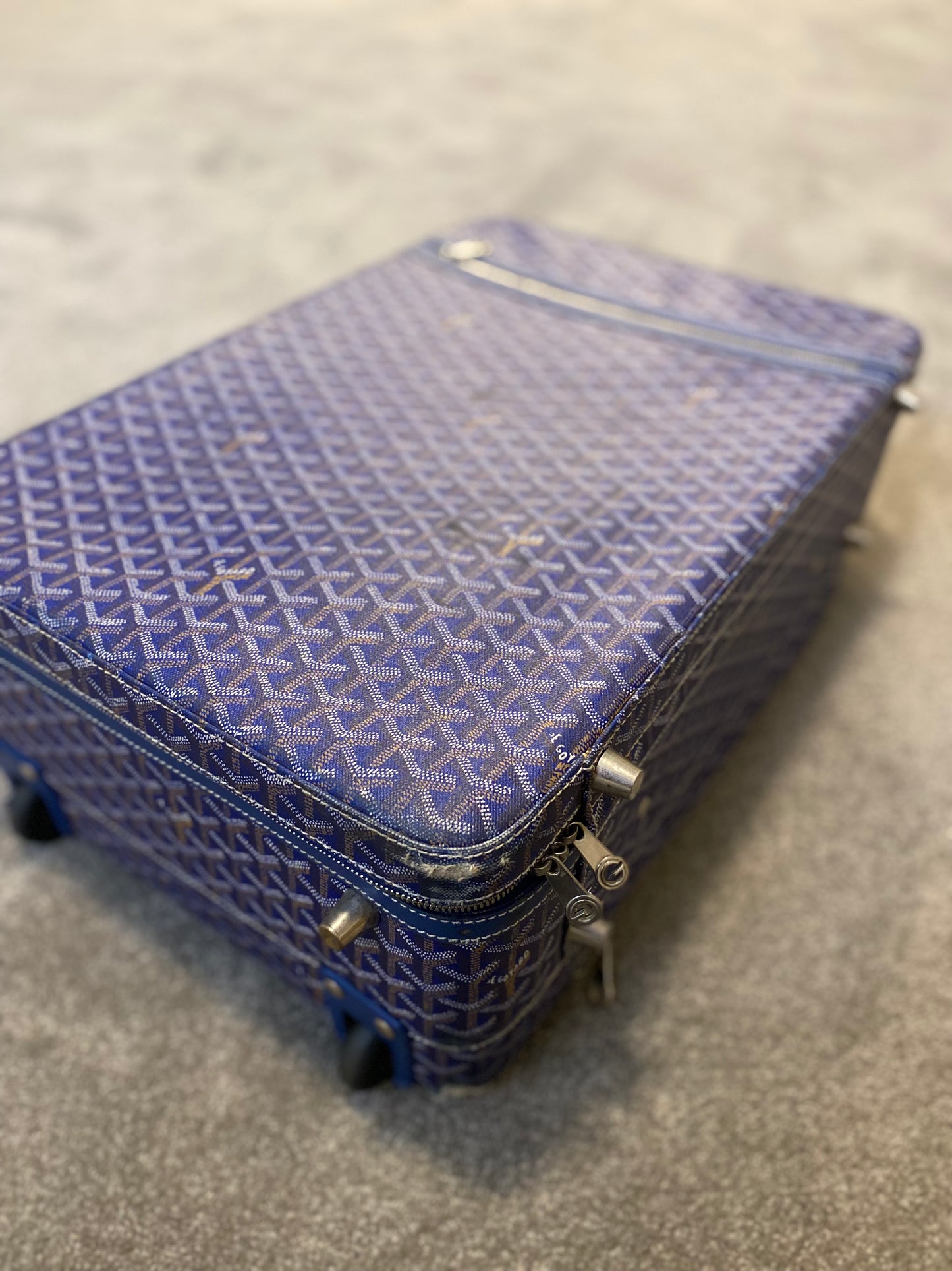 Blue Goyard Roller Suitcase