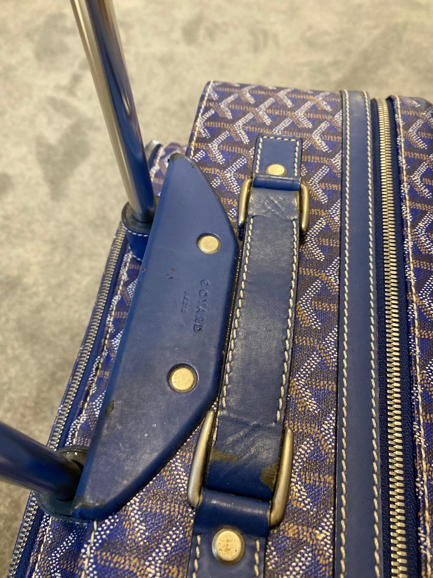 Blue Goyard Roller Suitcase