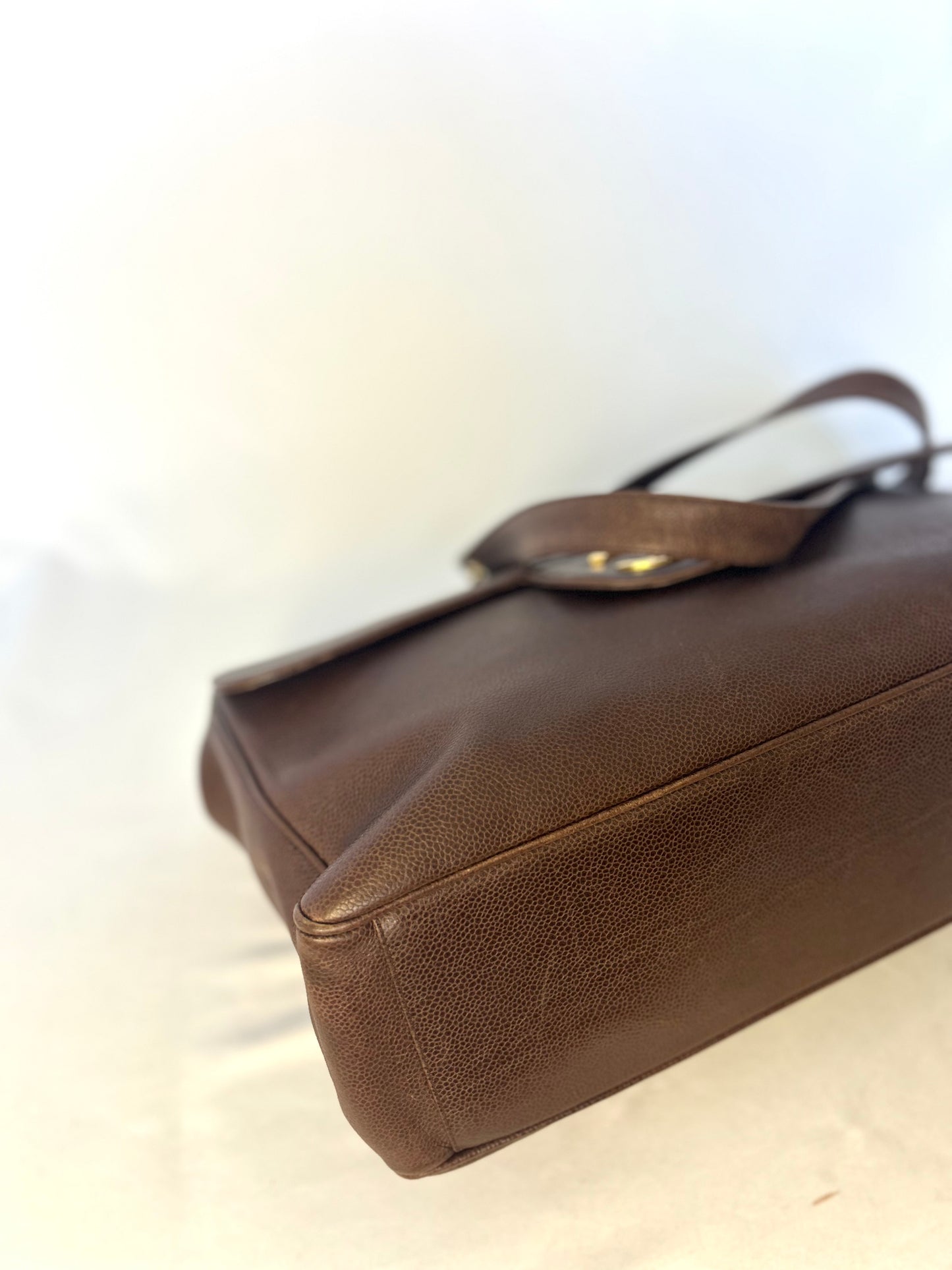 Authentic Chanel Vintage Caviar Supermodel XL Brown Flap Bag