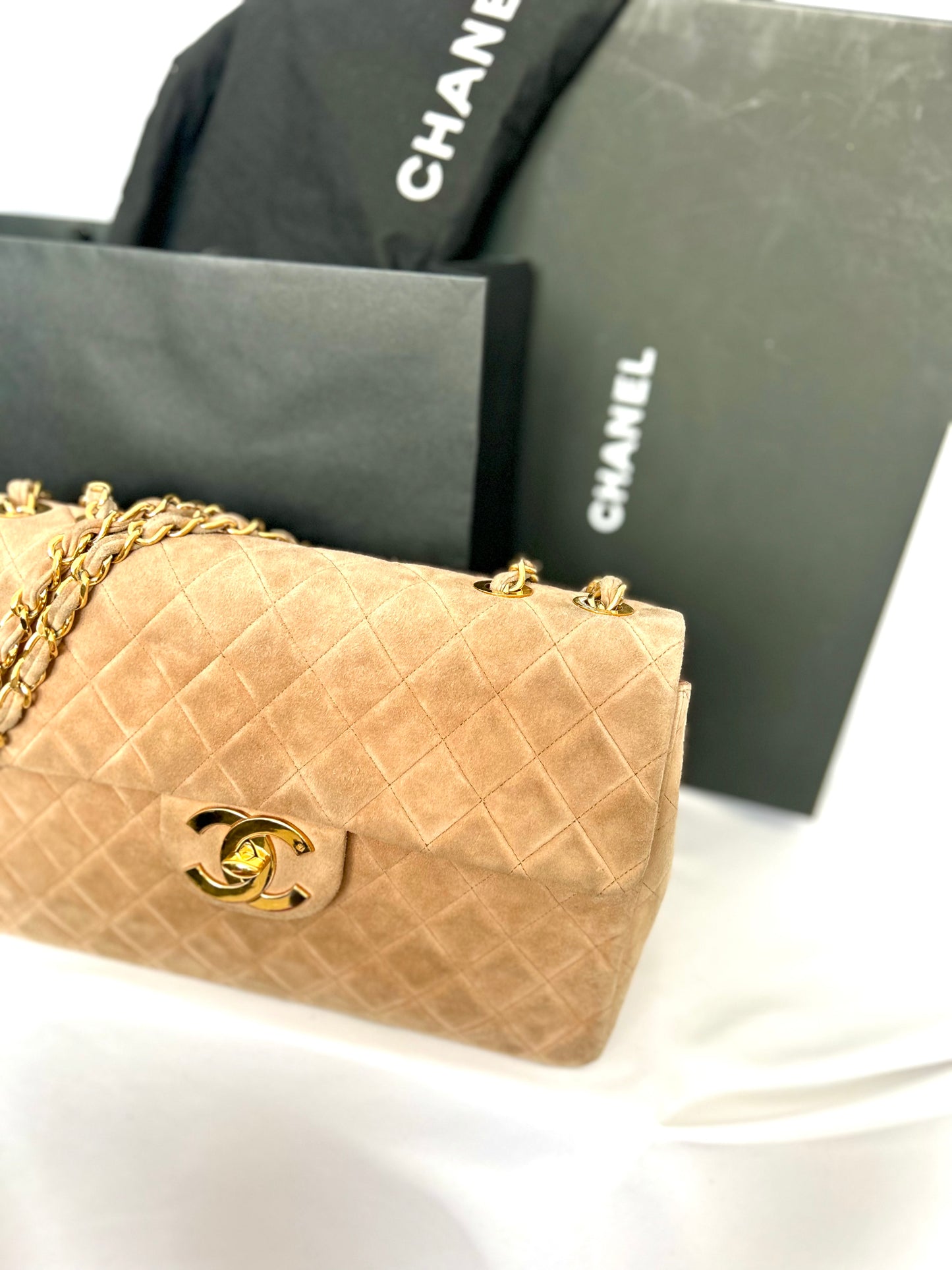 Chanel Brown Suede Maxi Flap Bag
