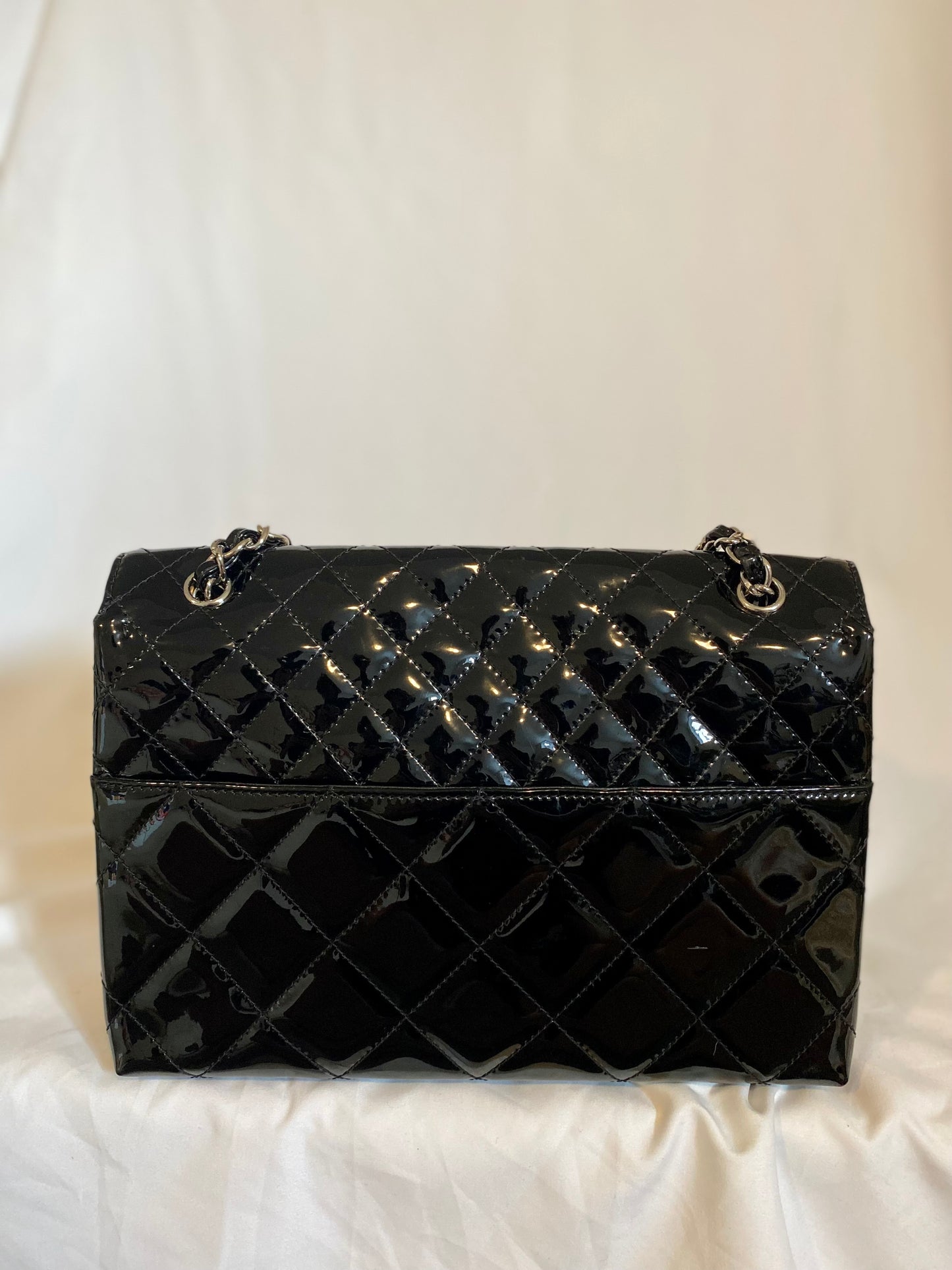 Chanel Maxi Patent Leather Silver Hardware