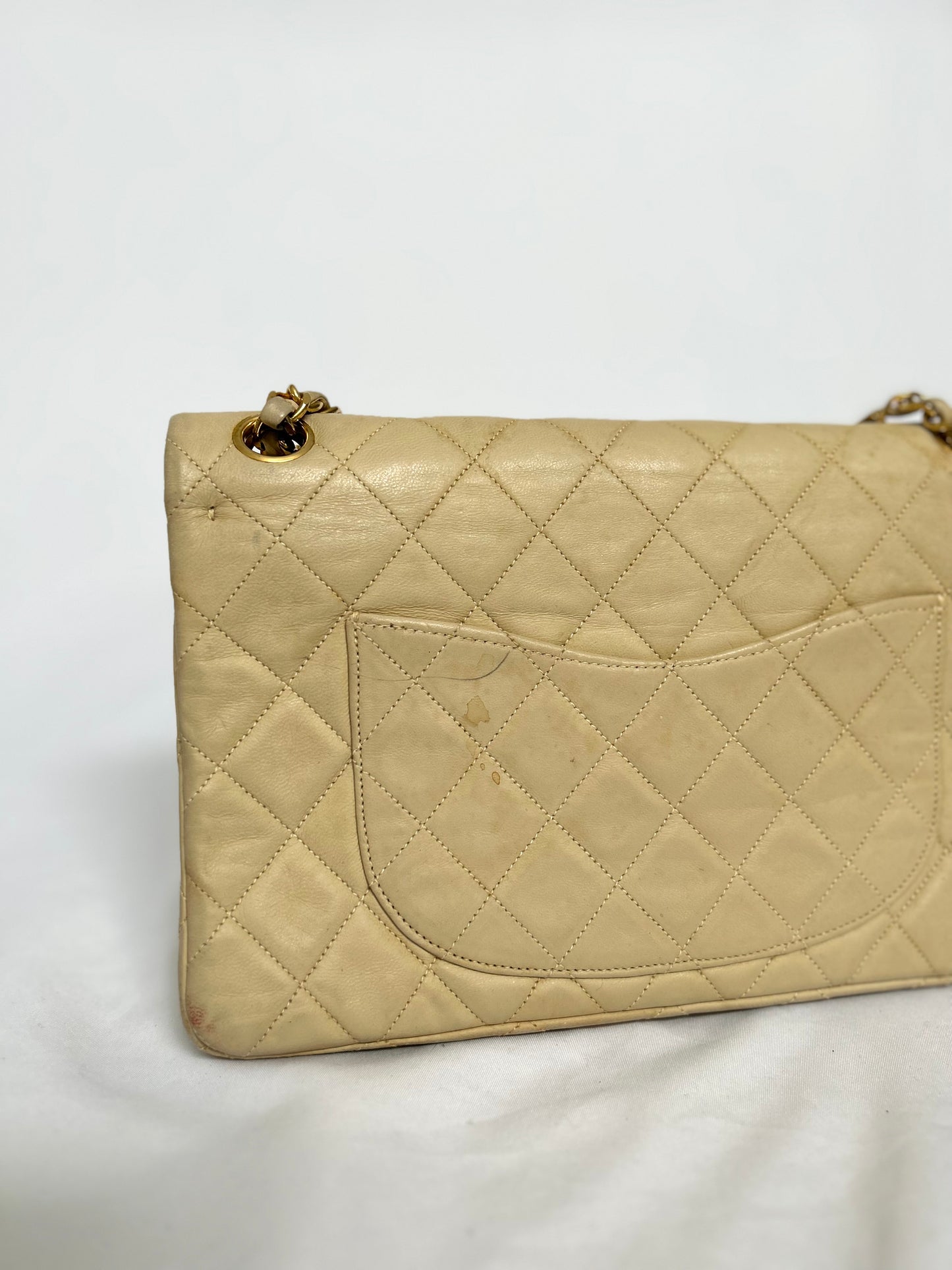 Chanel Beige Lambskin Classic Flap