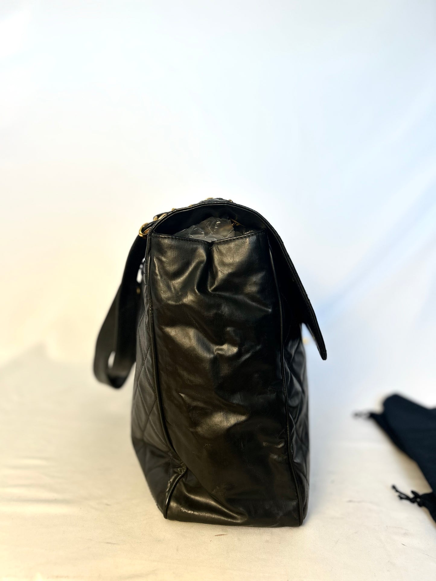 Black Calfskin XXL Supermodel Flap Bag
