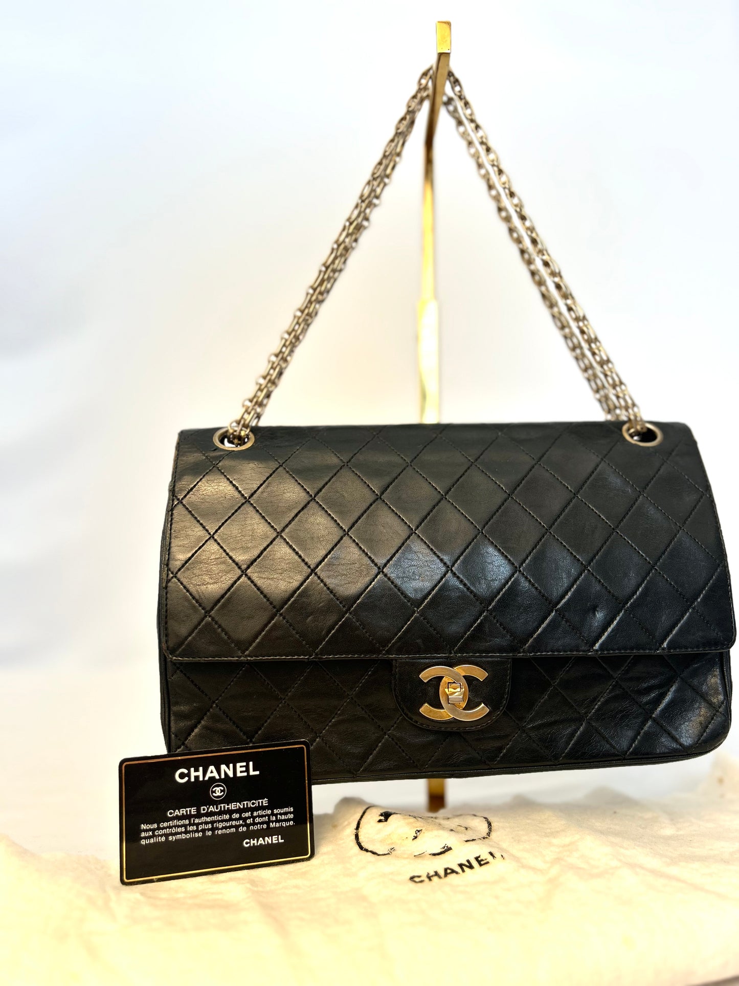 Authentic Chanel Medium Lambskin Classic Flap Bag
