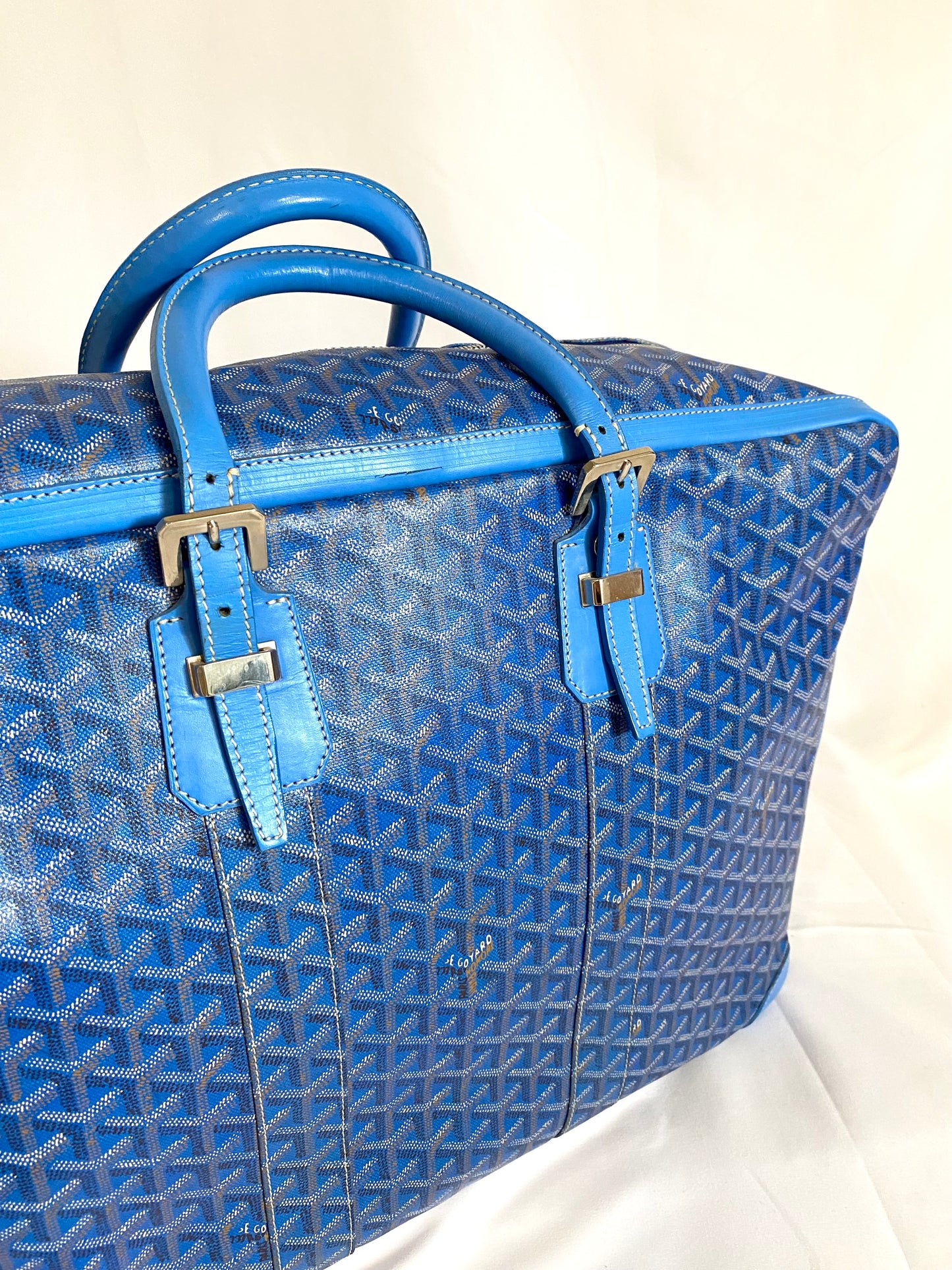 Goyard Blue Majordome Luggage Bag